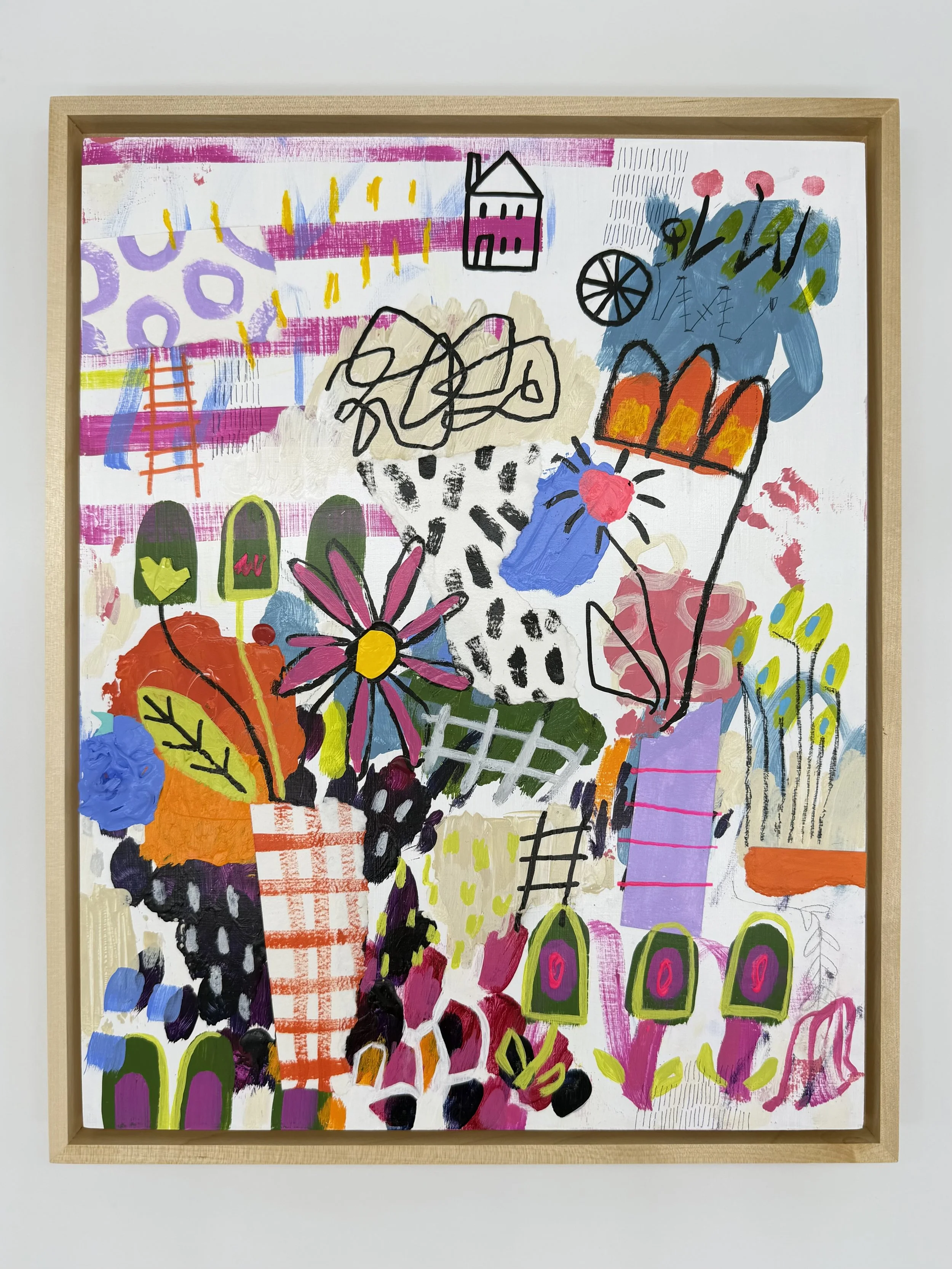 There's No Place Like Home - 15"x12" - Acrylic and Collage on Wood Panel - SOLD