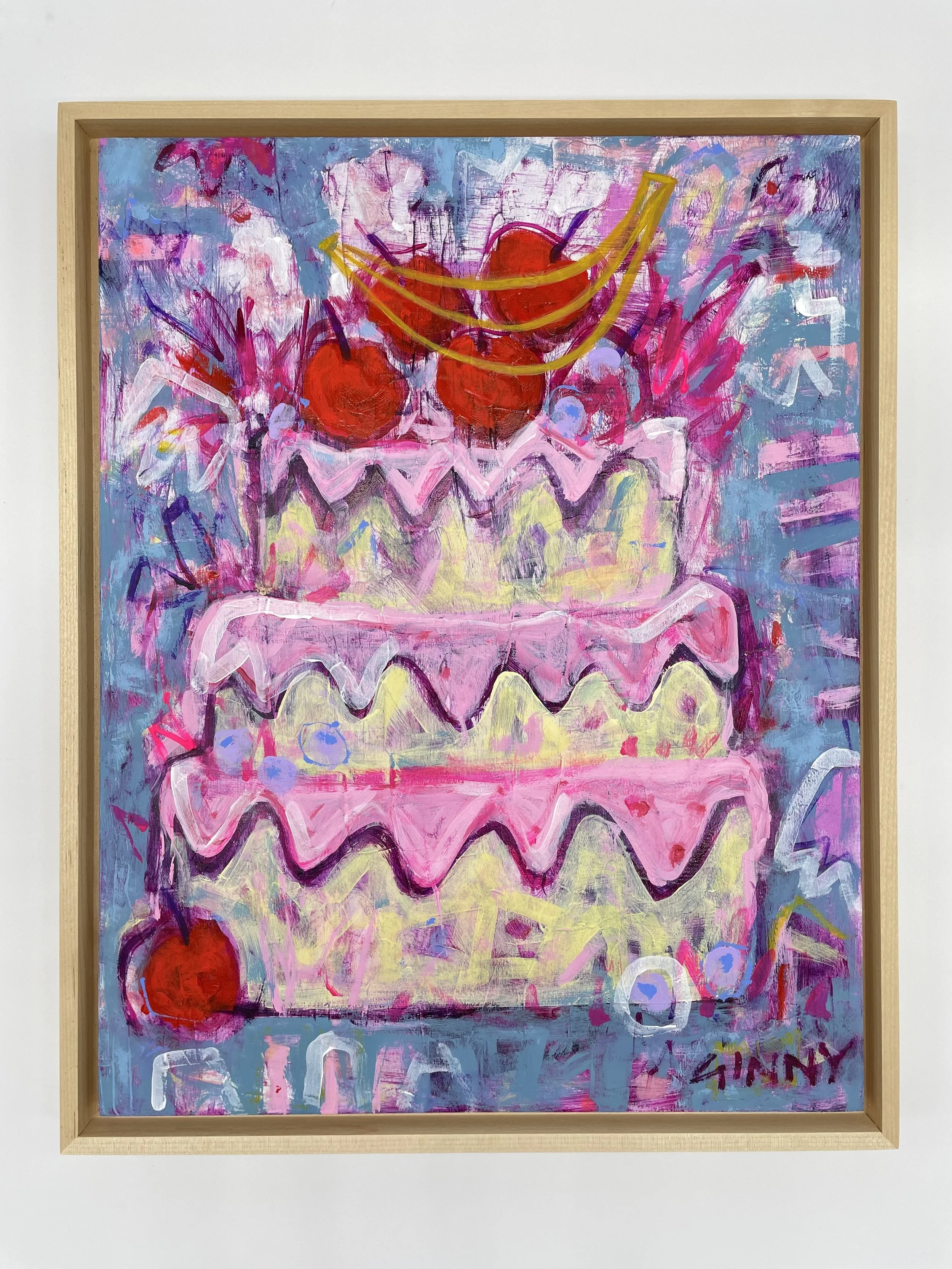 Piece of Cake - 15"x12" - Acrylic and Collage on Wood Panel - SOLD