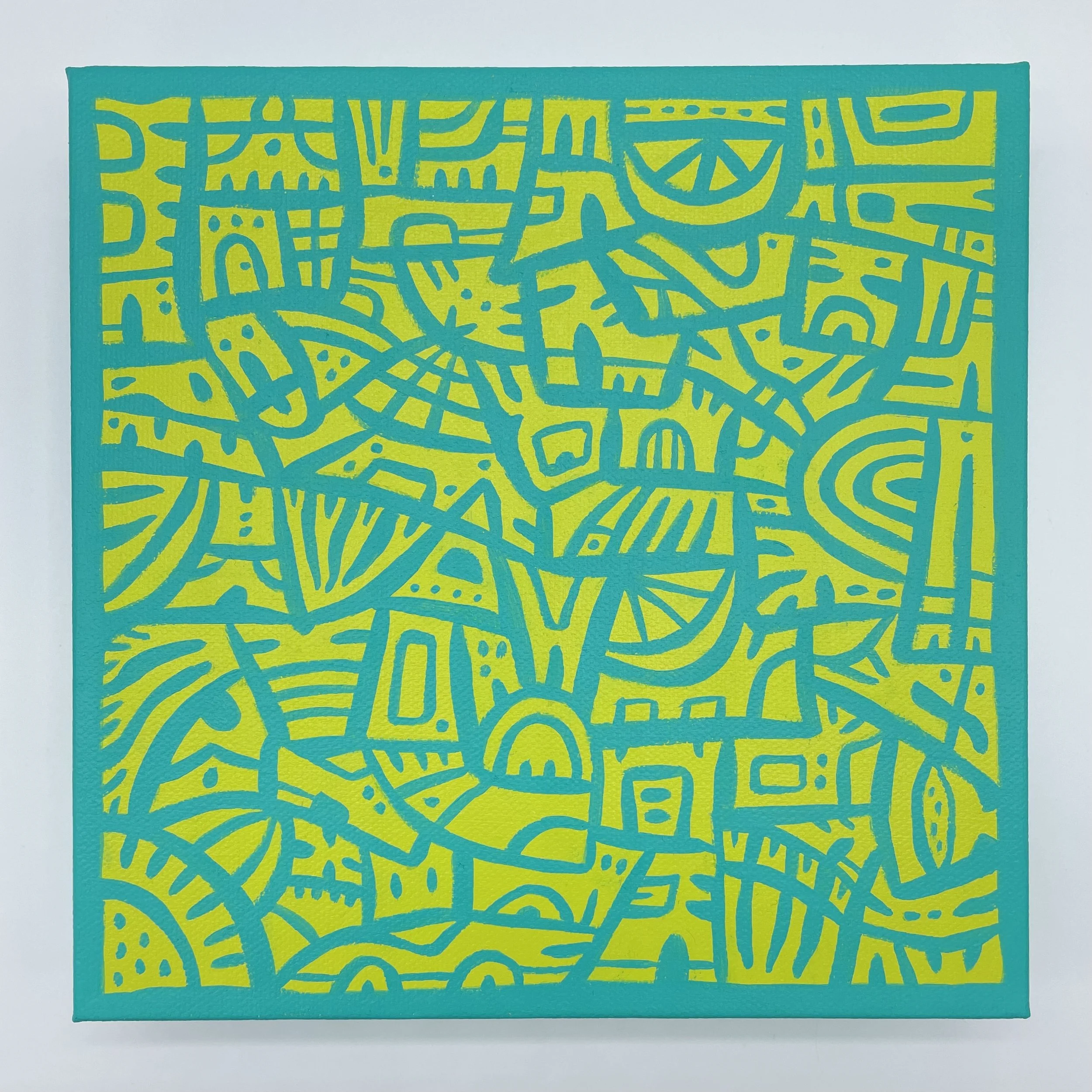 Bits and Pieces: Citrus and Sea - 8"x8" - Acrylic on Canvas- SOLD