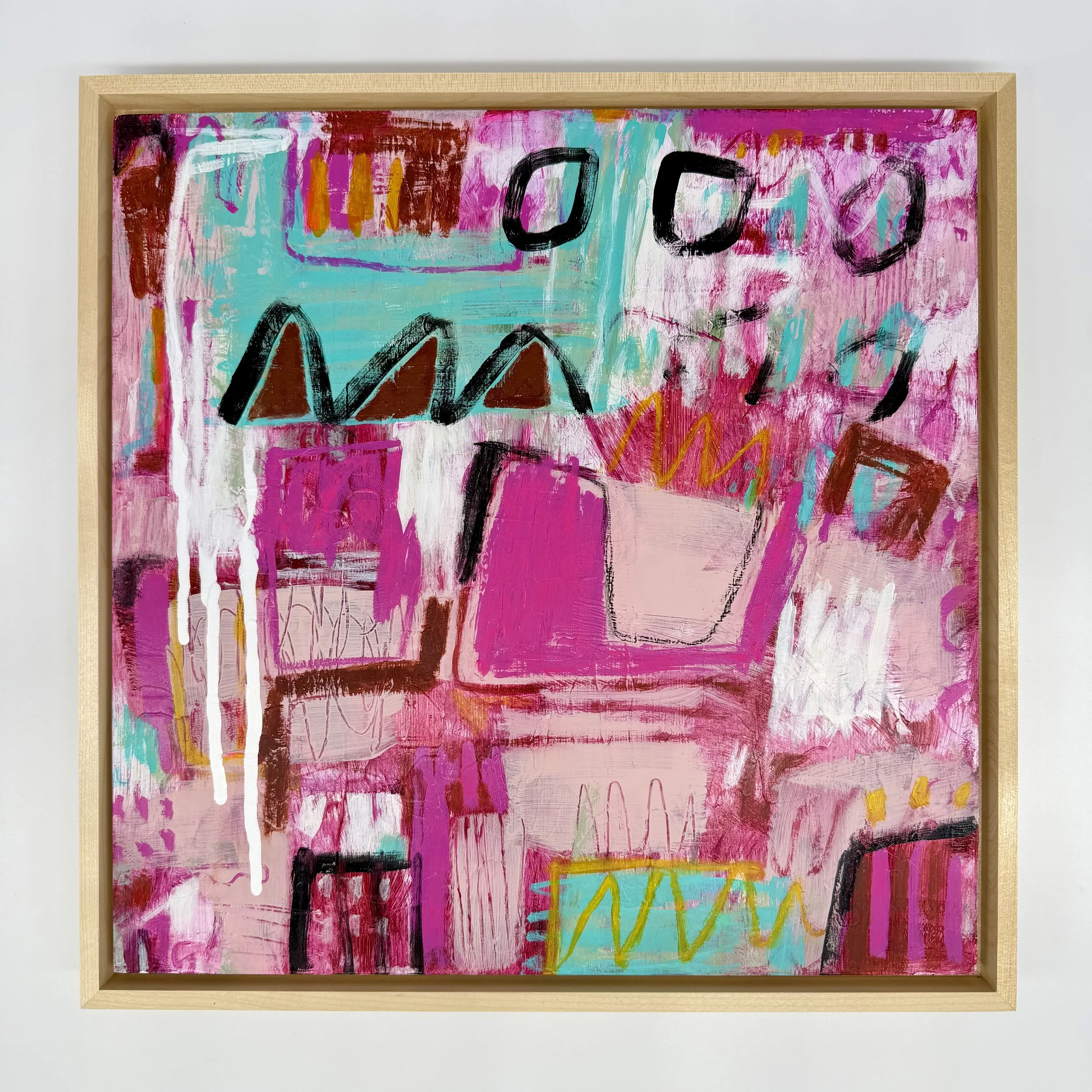 Pink Wink - 13"x13" - Acrylic on Wood Panel - SOLD