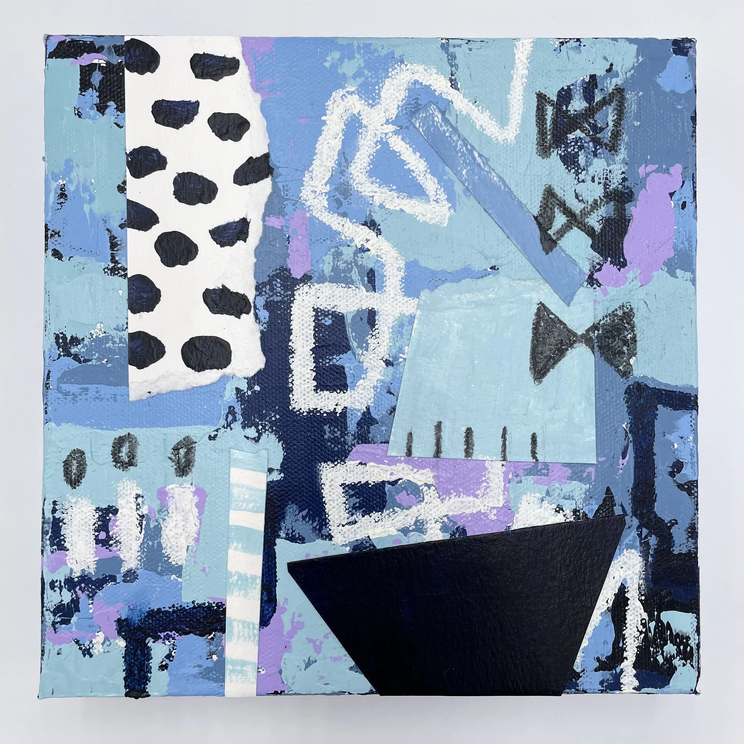 Blue Tuxedo - 8"x8" - Acrylic and collage on canvas- SOLD