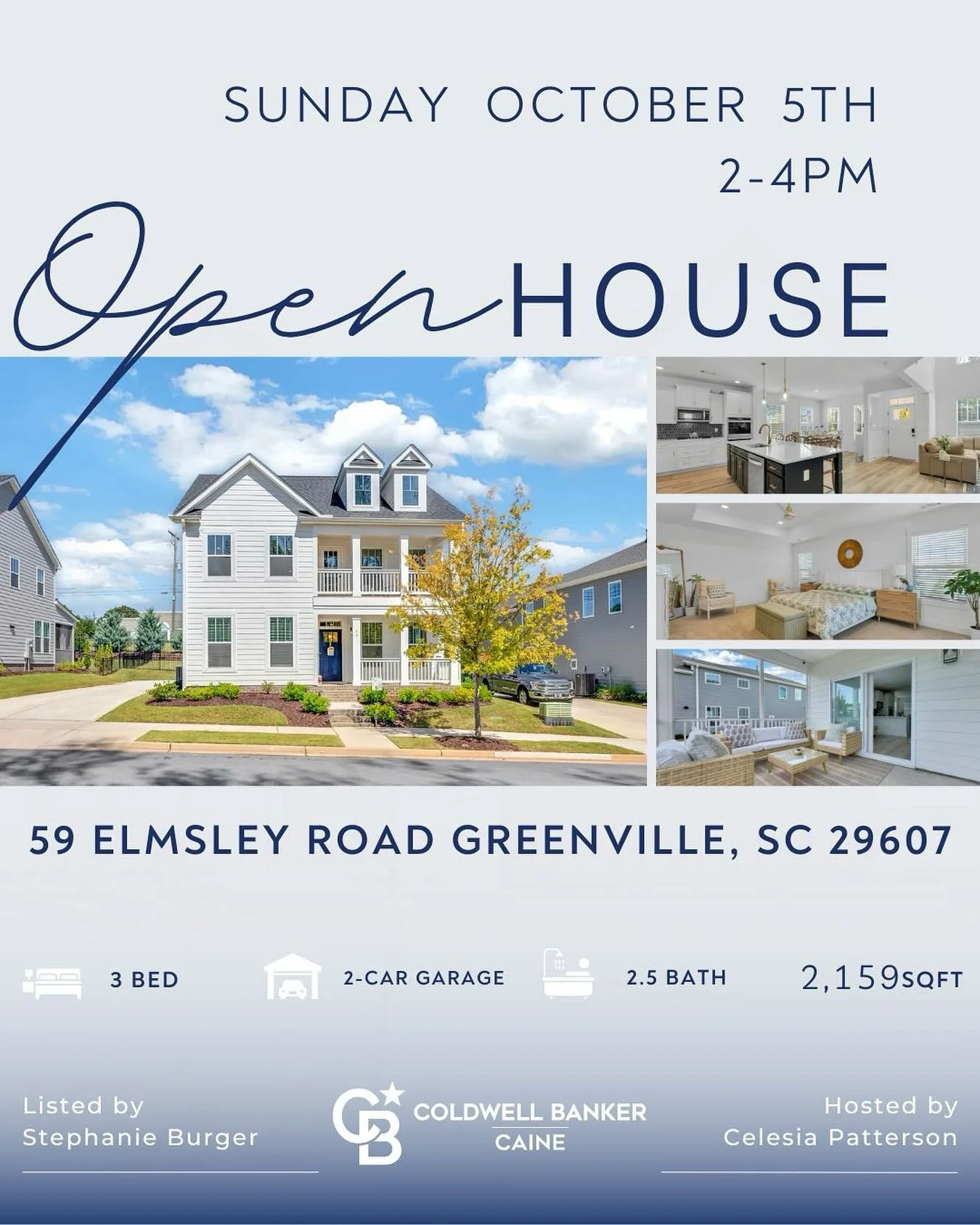 ✨ Open House This Sunday! ✨

📍 59 Elmsley Road | Pinecrest at Hollingsworth Park
🕑 Sunday | 2&ndash;4 PM
🎉 Hosted by Celesia Faith Patterson

-Bright two-story living room with cozy gas log fireplace
-Open floor plan flowing into dining + spacious