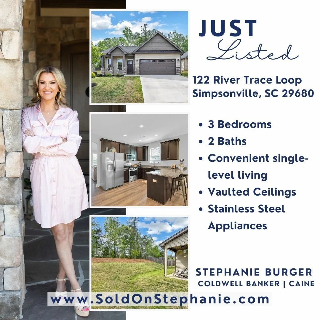 🏡 JUST LISTED in Simpsonville, SC!

Welcome to 122 River Trace Loop! This beautifully maintained 3 bed, 2 bath home offers the ease of single-level living in one of the Upstate&rsquo;s most desirable areas ✨
From the moment you arrive, you&rsquo;ll 