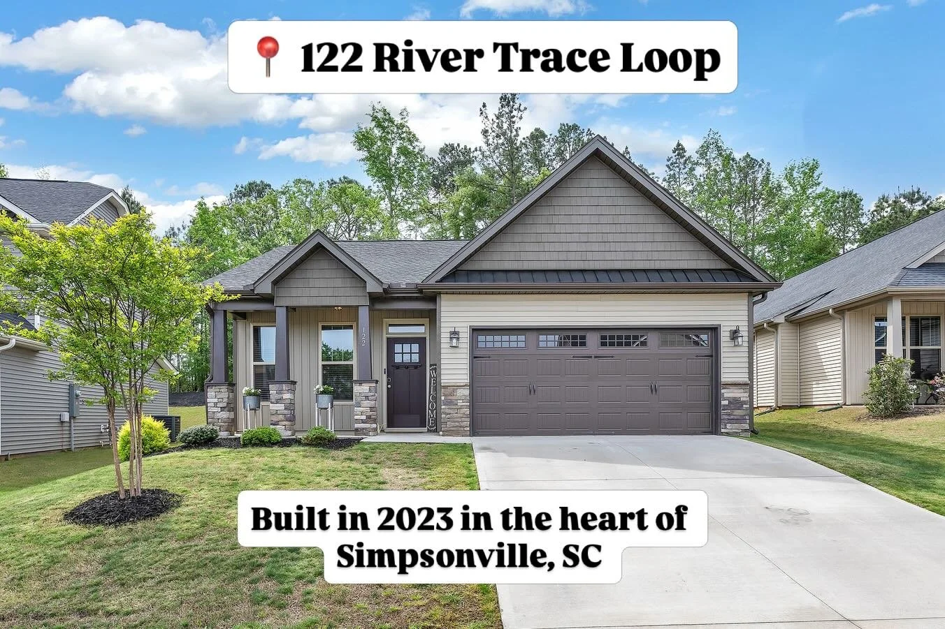 ✨ Move-in ready. Modern. Effortless. ✨ 

Welcome to 📍122 River Trace Loop- where 2023 construction meets easy, one level living in one of Simpsonville&lsquo;s most desirable and fast growing areas. 
From the open layout vaulted ceilings to the styli