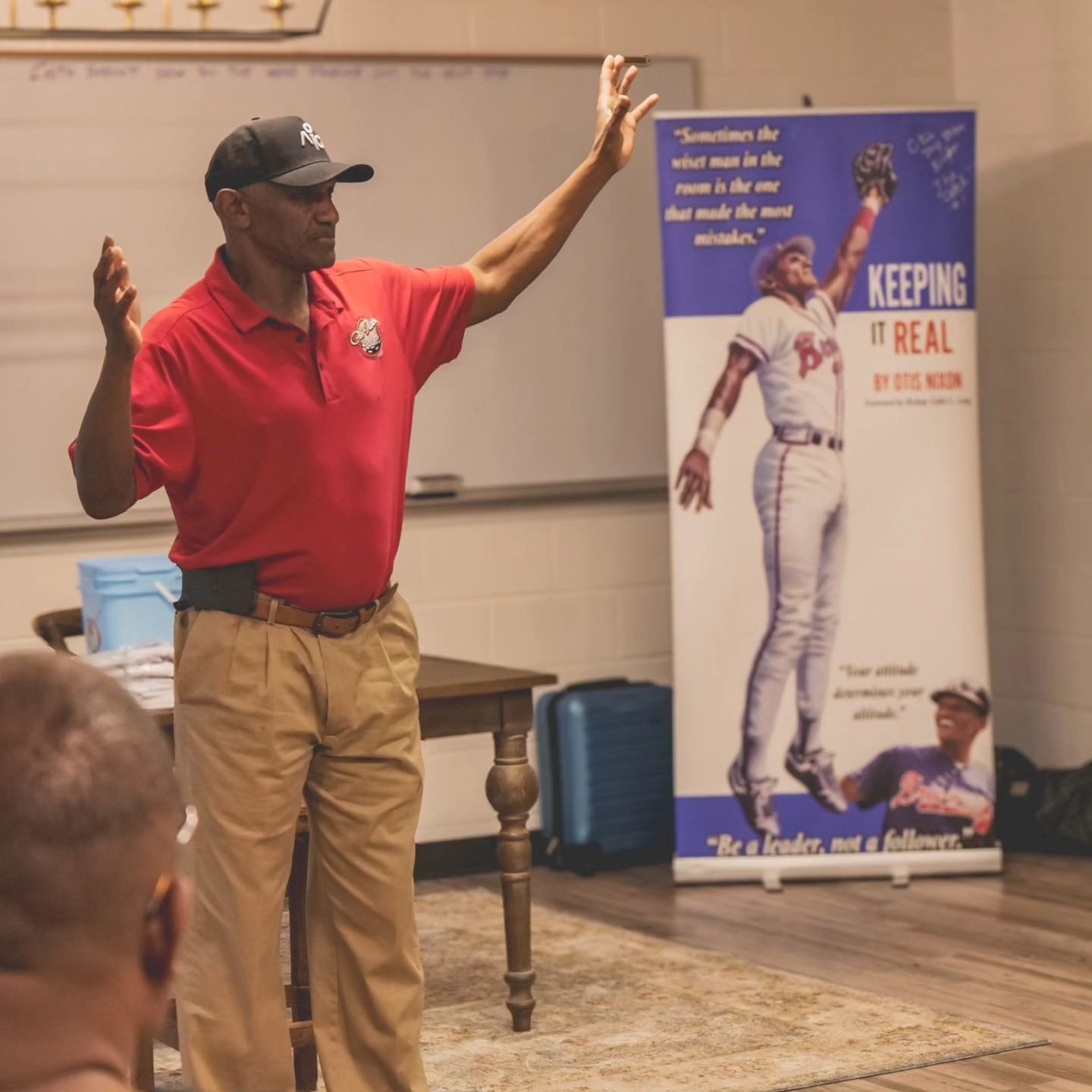 So awesome to have @otisnixon1 in the house to give an inspirational word to our men last night! Go Braves! ⚾️ #BravesCountry #OtisNixon #Inspiration