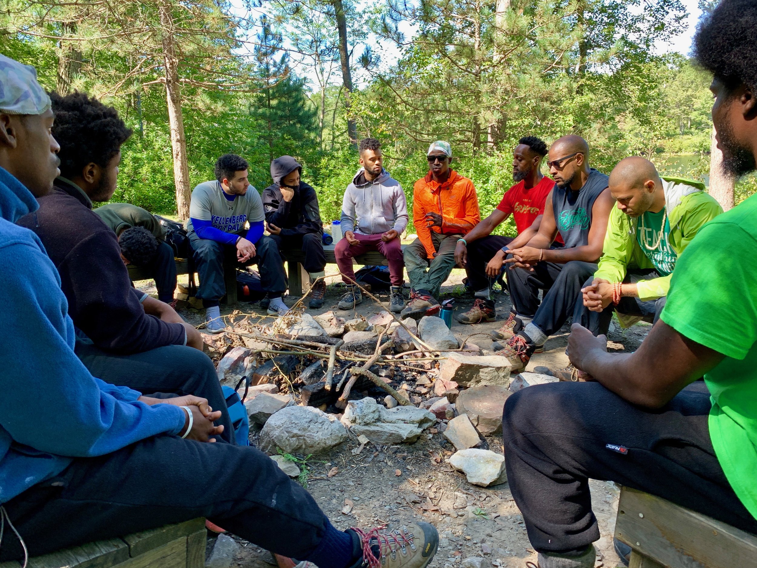 C2C participants share about their challenges at home as young men of color- at Delaware Water Gap.JPG