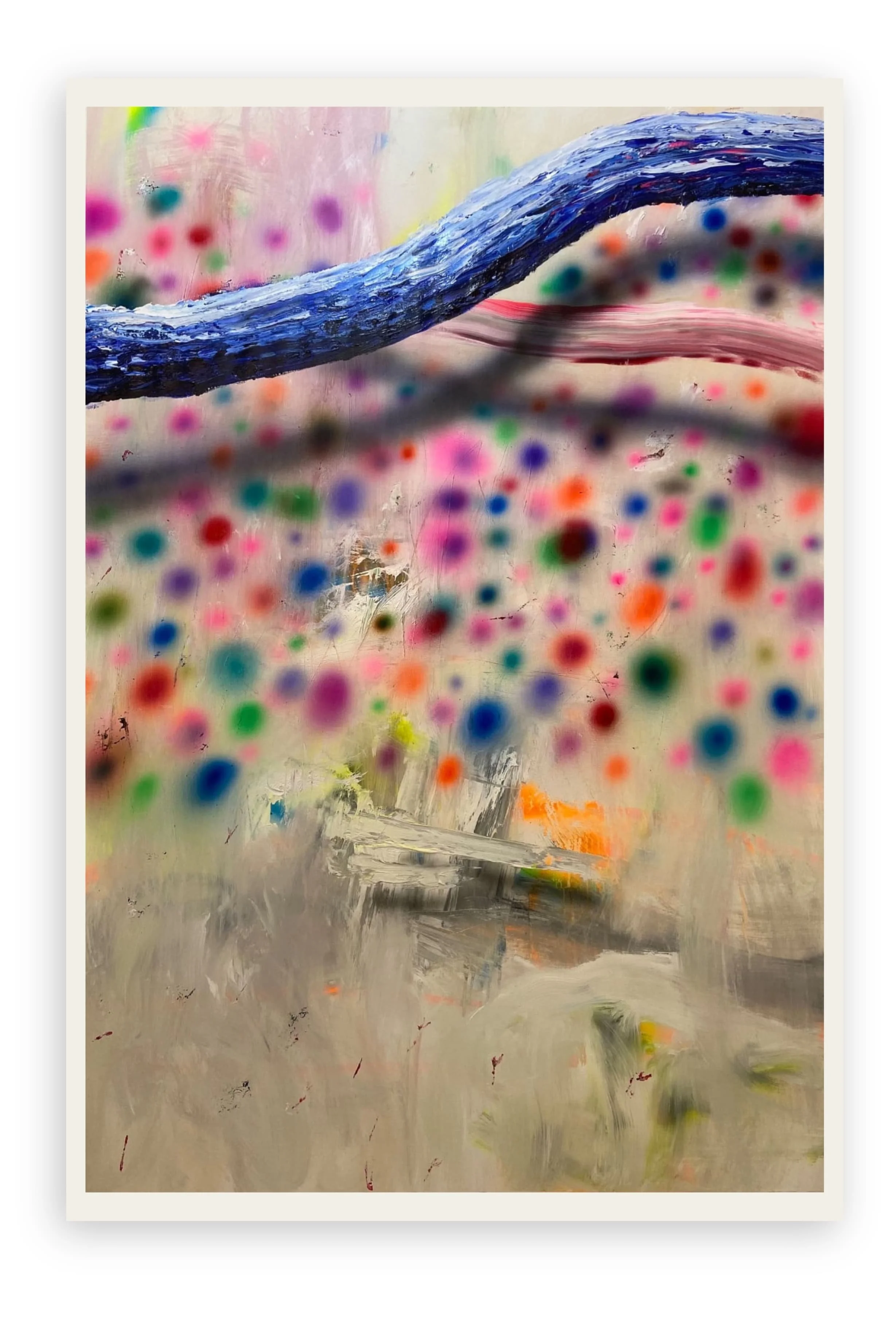 "Geodes Wrath" (2021) by Erik Foss. A 52x72 mixed media artwork