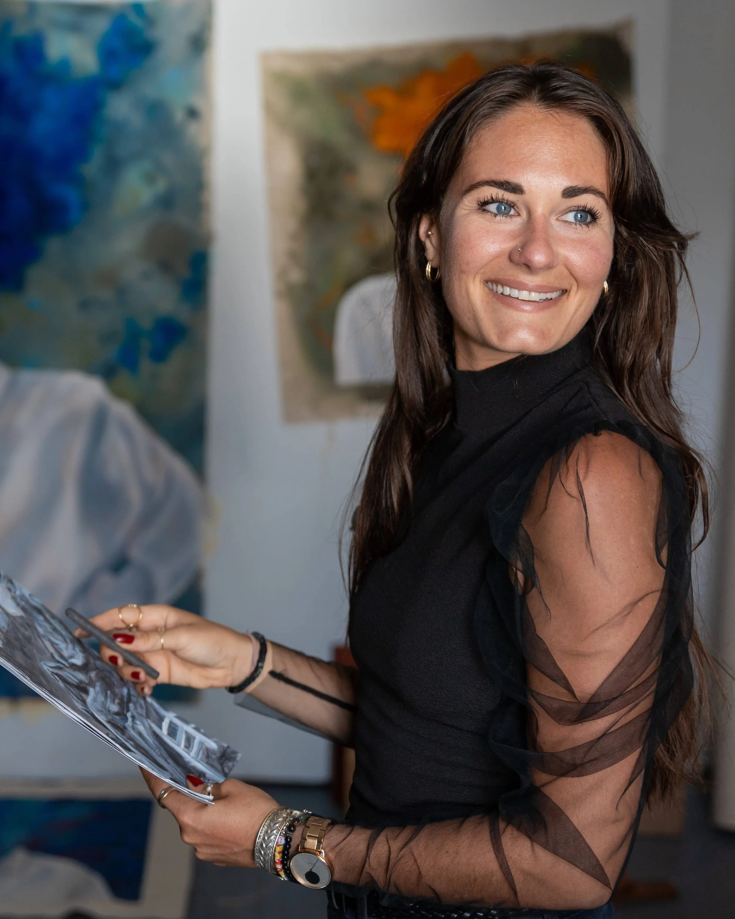 Quebecois artist Marie-Chloé Duval in her NYC studio, exploring themes of humanity through photography and painting