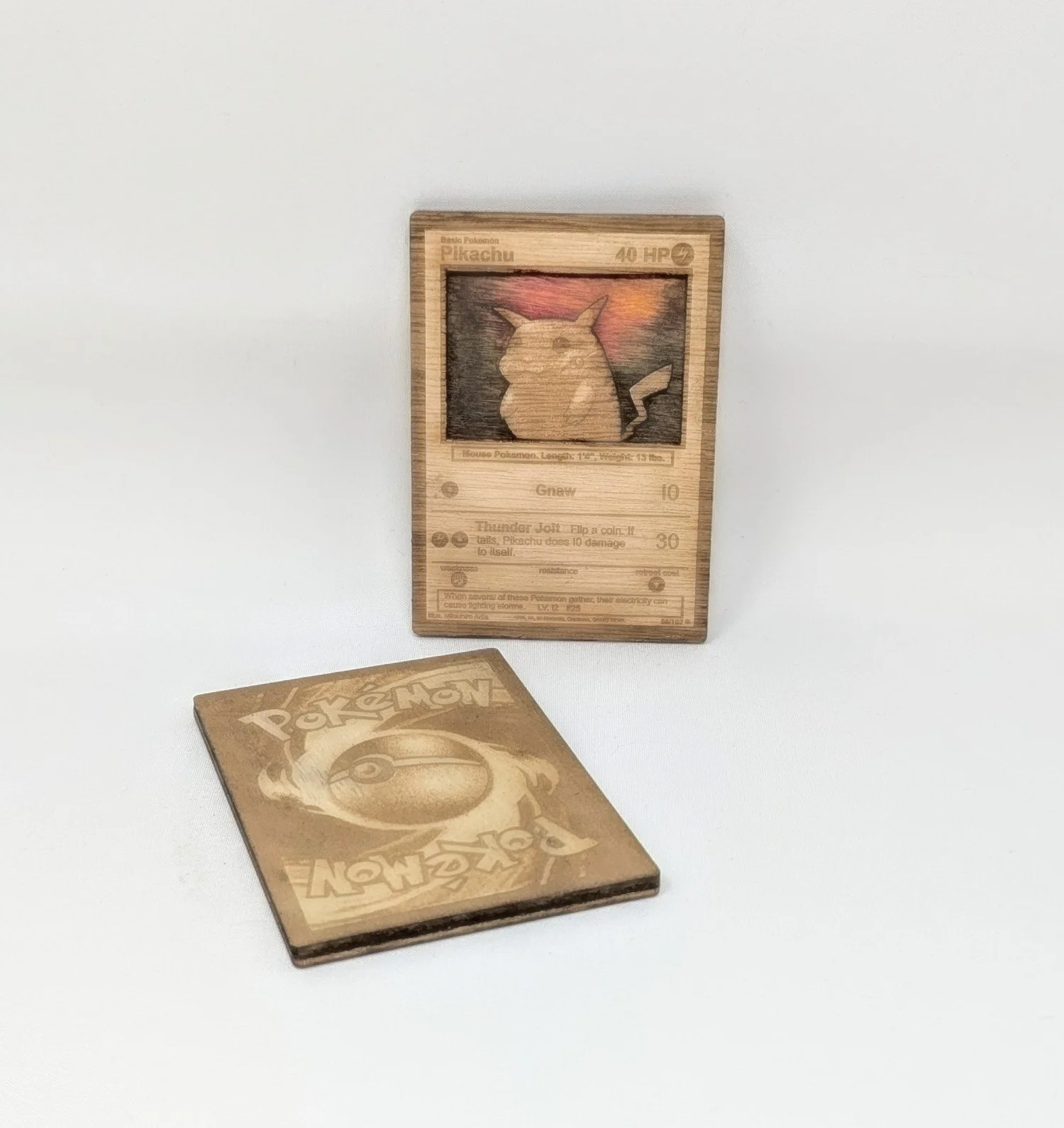 Pocket Monster Wooden Trading Cards  Lvl Up Designs