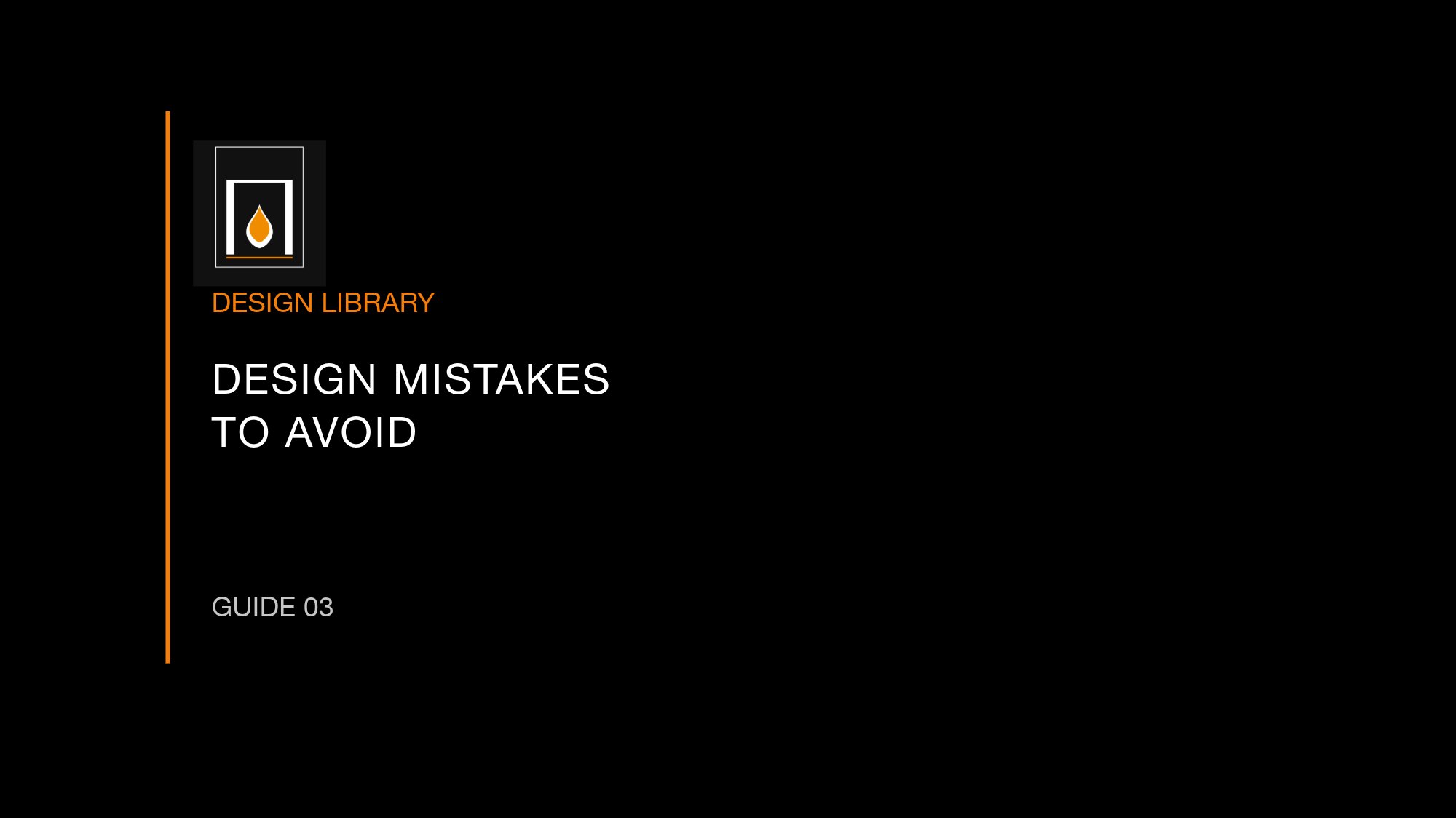 Guide cover titled 'Design Mistakes to Avoid' from the Design Library, Guide 03,