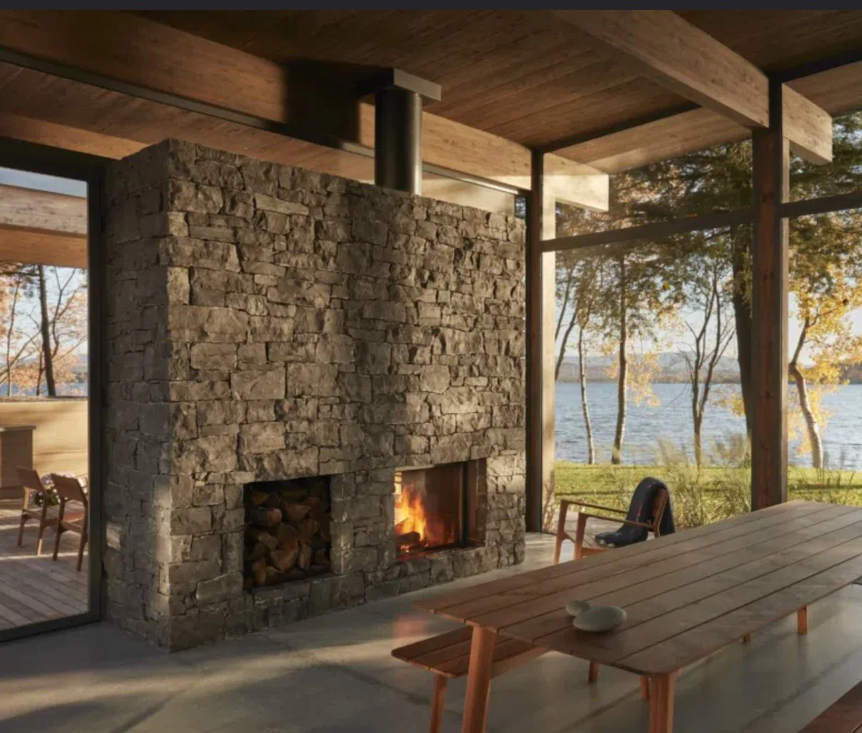 Stuv Fireplace with Natural Stone