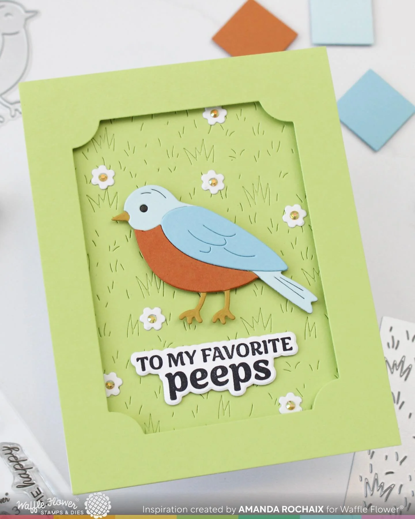 Alright, alright, alrighttttt. We&rsquo;ve got day 2 of sneaks for the @waffleflowercrafts Spring Time release, and if you saw my story yesterday (all those bluebirds on my feeder!) then you probably know I was so excited to see this cutie little blu