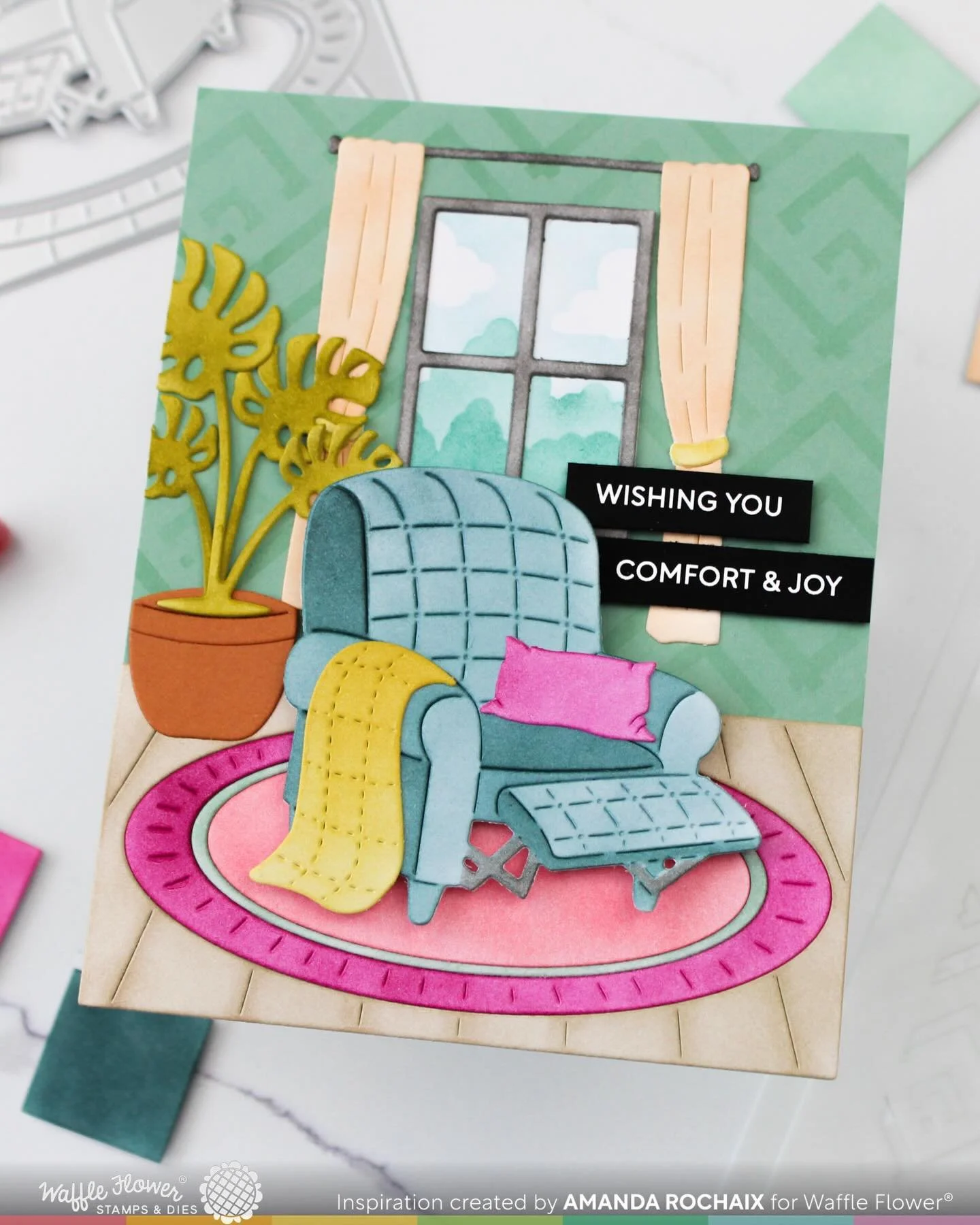 It&rsquo;s day 2 of sneaks for the @waffleflowercrafts January release, and it&rsquo;s a good one!!!!! How fun is this set?! This is the Cozy Spot die &amp; stencil, and it&rsquo;s so gooooood! It&rsquo;s so fun to play with to create a cozy little l