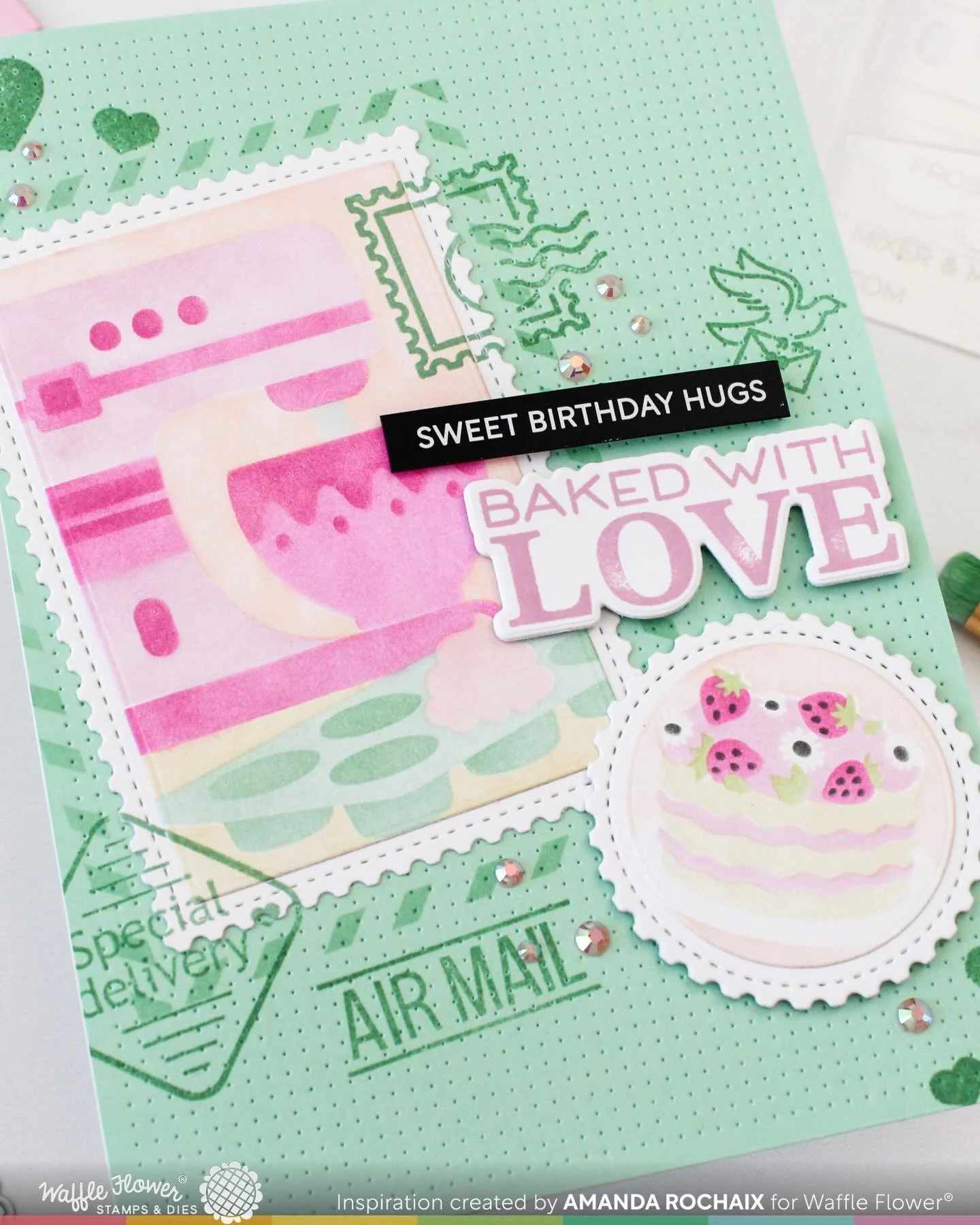 It&rsquo;s the beginning of the month, so you know what that means! 🙌🏻 today&rsquo;s the first day of sneaks for the @waffleflowercrafts  Baking Fun release, and it&rsquo;s a good one!! 👩🏻&zwj;🍳🍰 not only do we have a new Postage Collage stenci