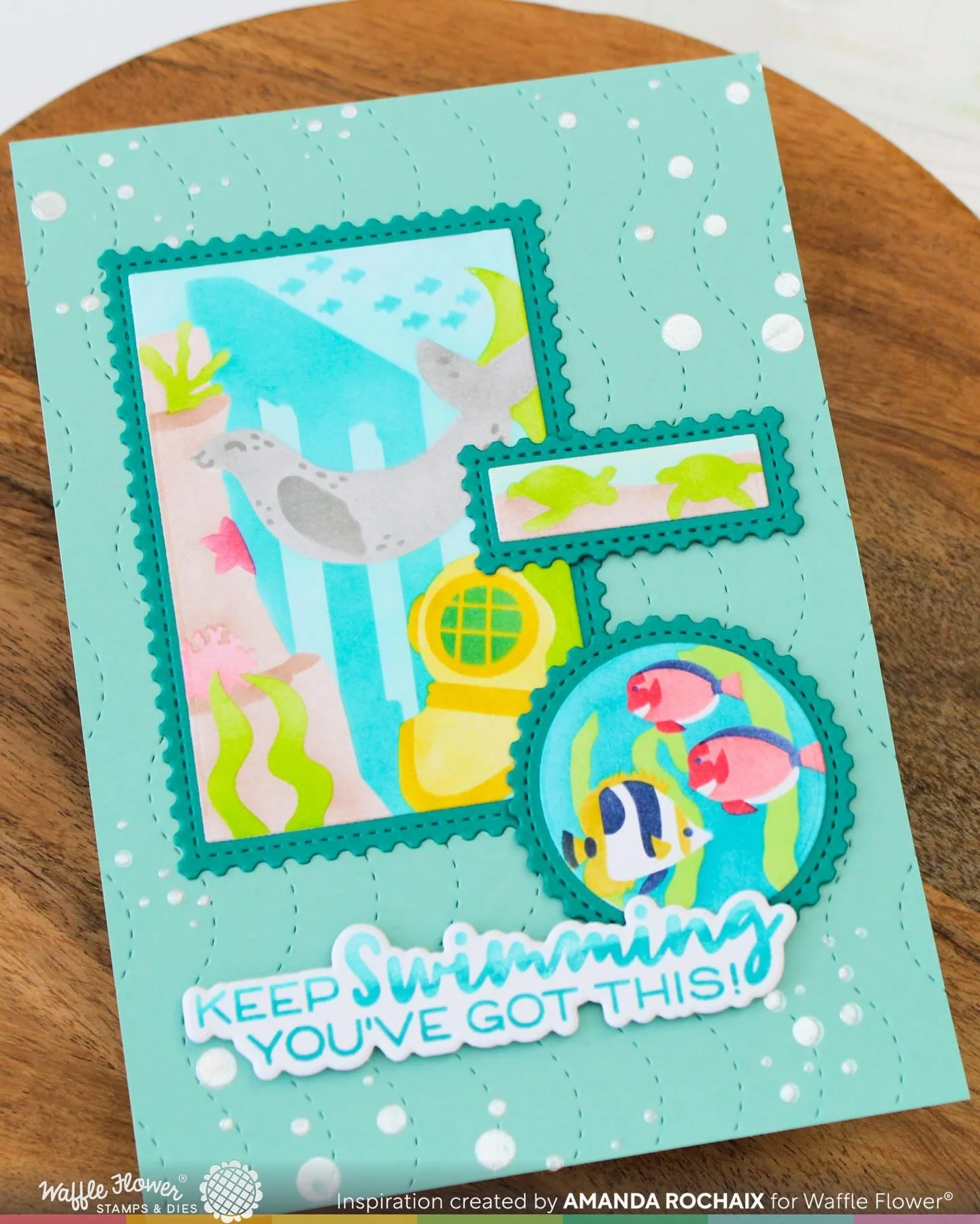 I&rsquo;ve got another A7 to share with you today, this time featuring the new Under the Sea NPC stencil 😍. Have I said I adore the Under the Sea release from @waffleflowercrafts yet?? Because I 100% do! It&rsquo;s so fun and playful! And I am thril