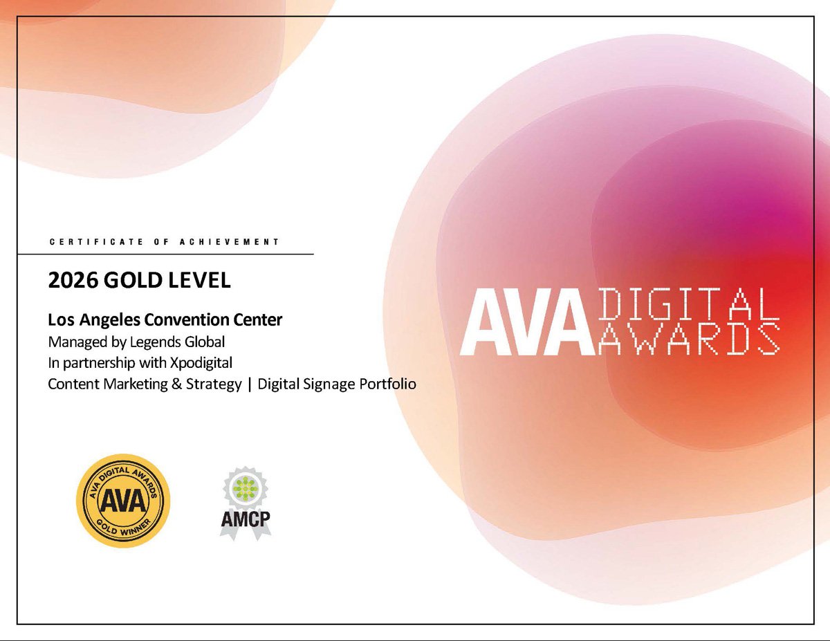 Xpodigital and Los Angeles Convention Center Earn Gold AVA Digital Award