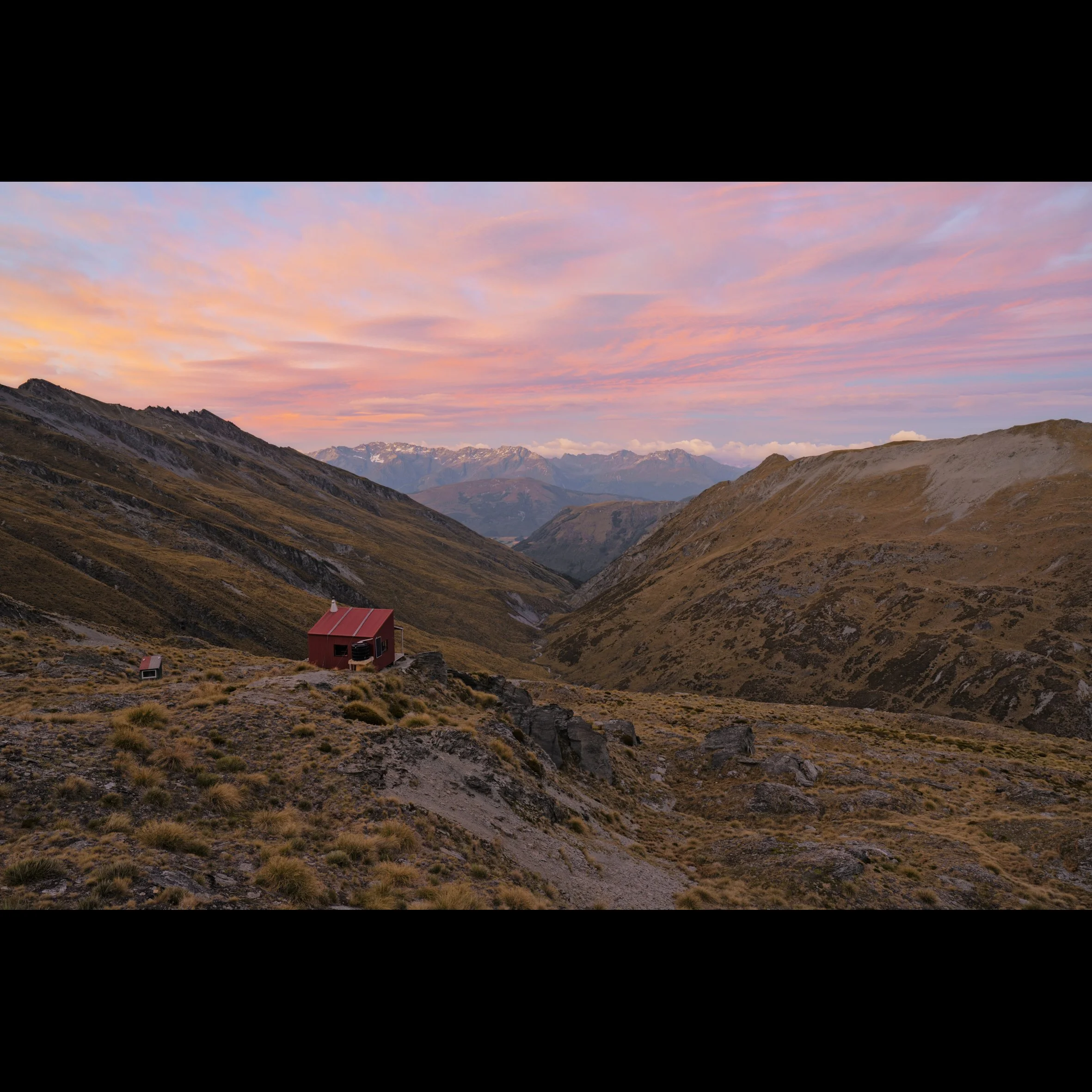 Sunset at the Invincibles Hut outside of Glenorchy New Zealand