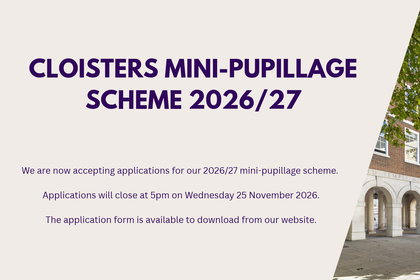Cloisters Mini-Pupillage Scheme 2026/27