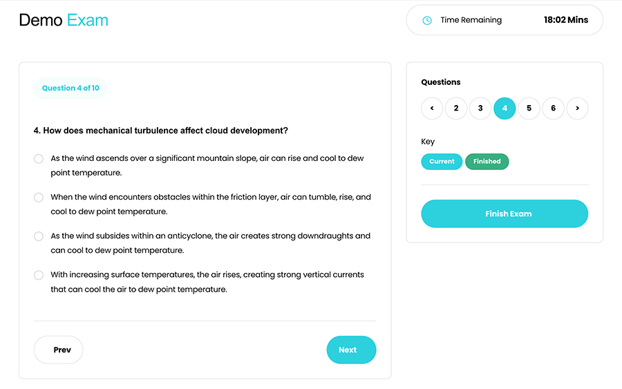 Pilot mock exam interface preview