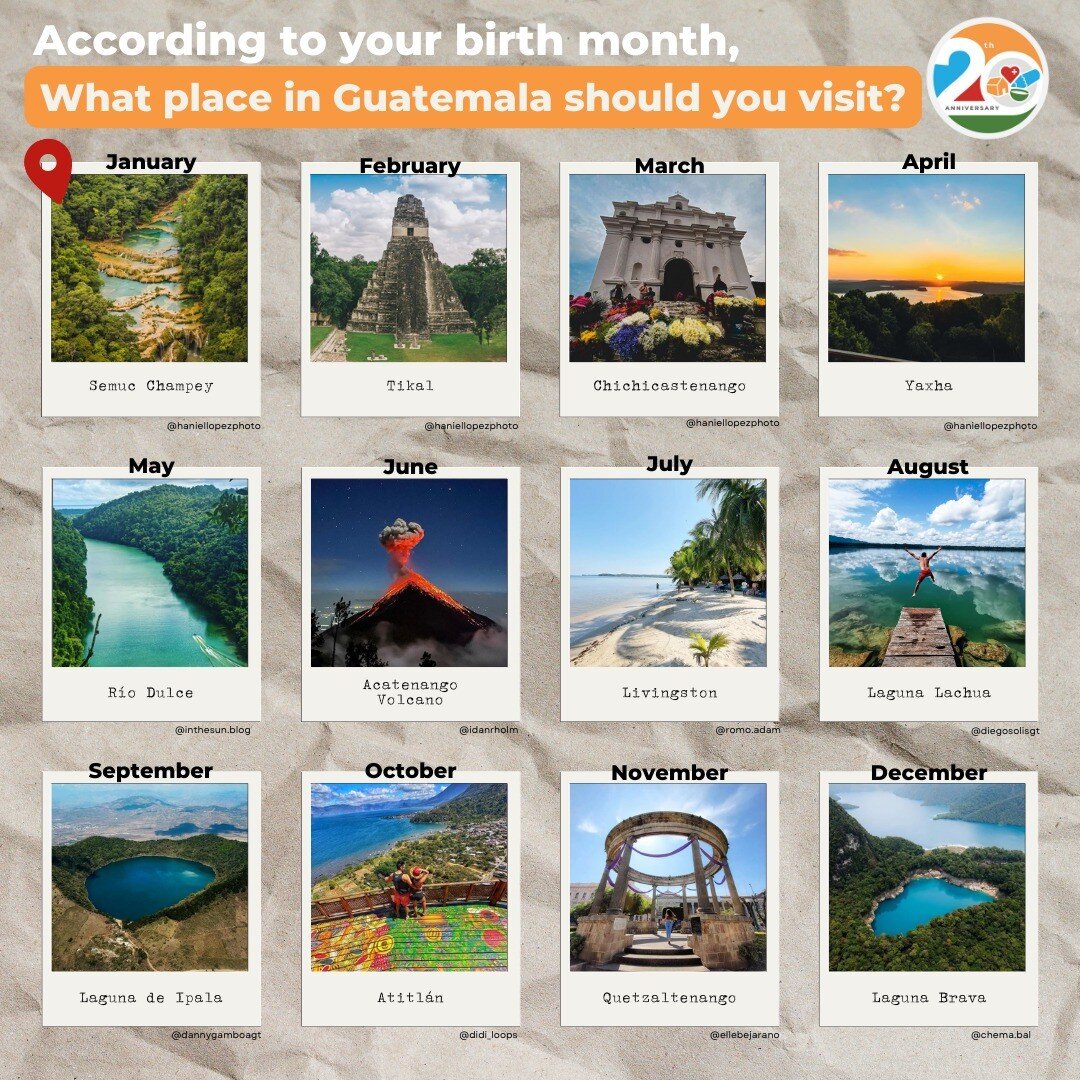 😮 Which place you will visit? Leave in the comments your answer❤️

Twelve places with incredible landscapes that you can't miss when you come to celebrate our 20th anniversary in Guatemala.

*📷The photographers of these images are tagged in the pos