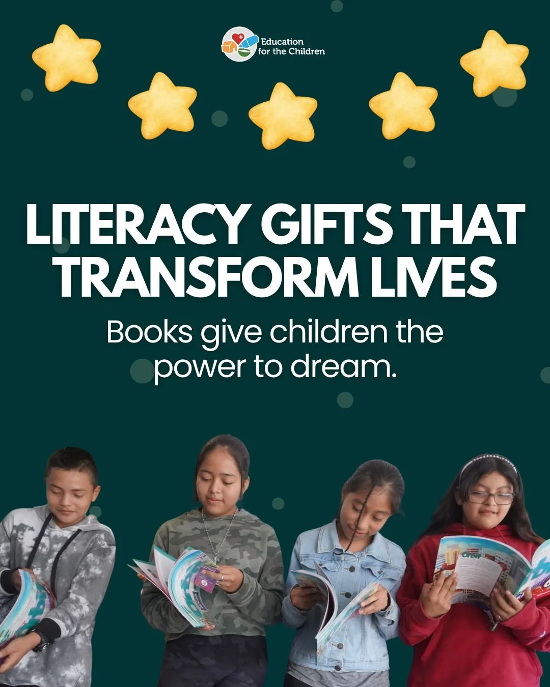 This Christmas, your support can fill a students day with books, learning, and hope.
 Here&rsquo;s how you can make an impact:

 ✨ A book for a class &mdash; &pound;12 / $16
 📚 A set of 5 books for a class &mdash; &pound;60 / $81
 💛 A set of 10 boo