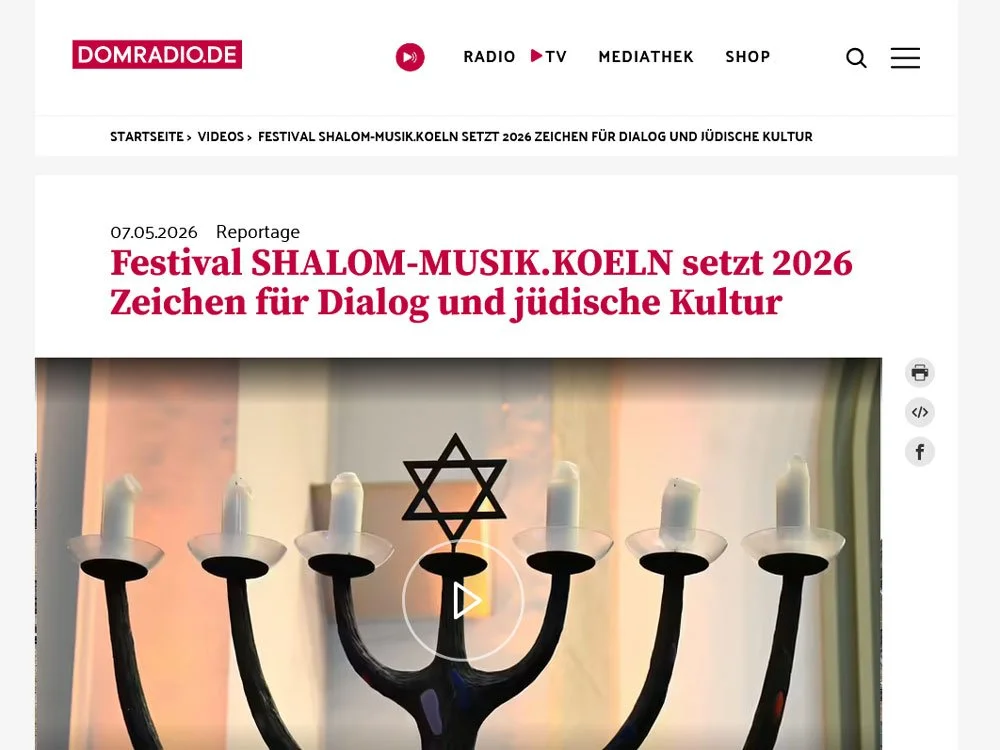 Festival SHALOM-MUSIK.KOELN setzt 2026 Zeichen für Dialog und jüdische Kultur