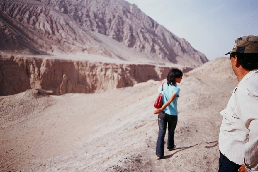  Looking for locations in the Flaming Mountains near Turpan. 