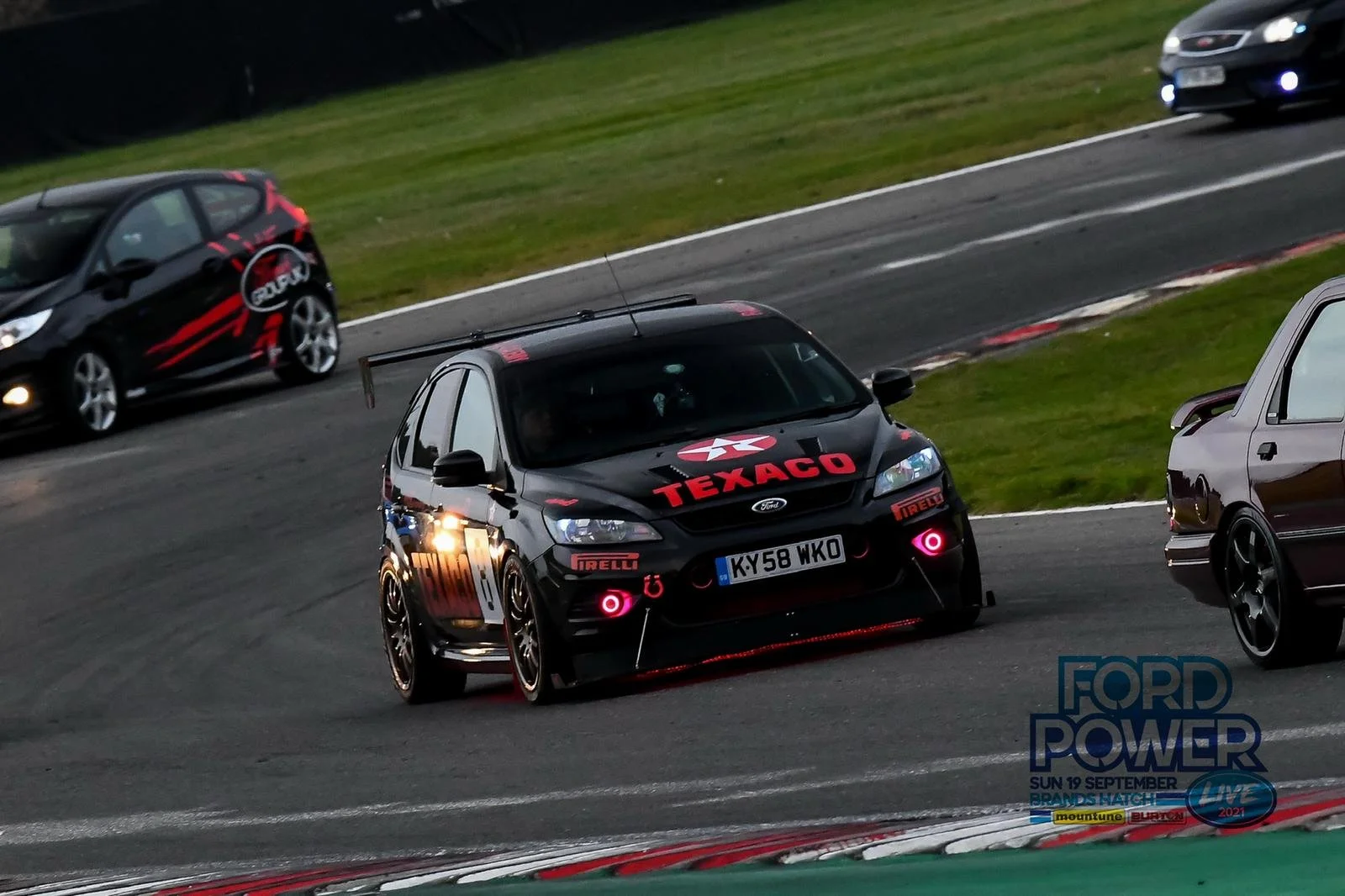 Parade lap at Brands Hatch racetrack after attending Ford Power Live 2021
