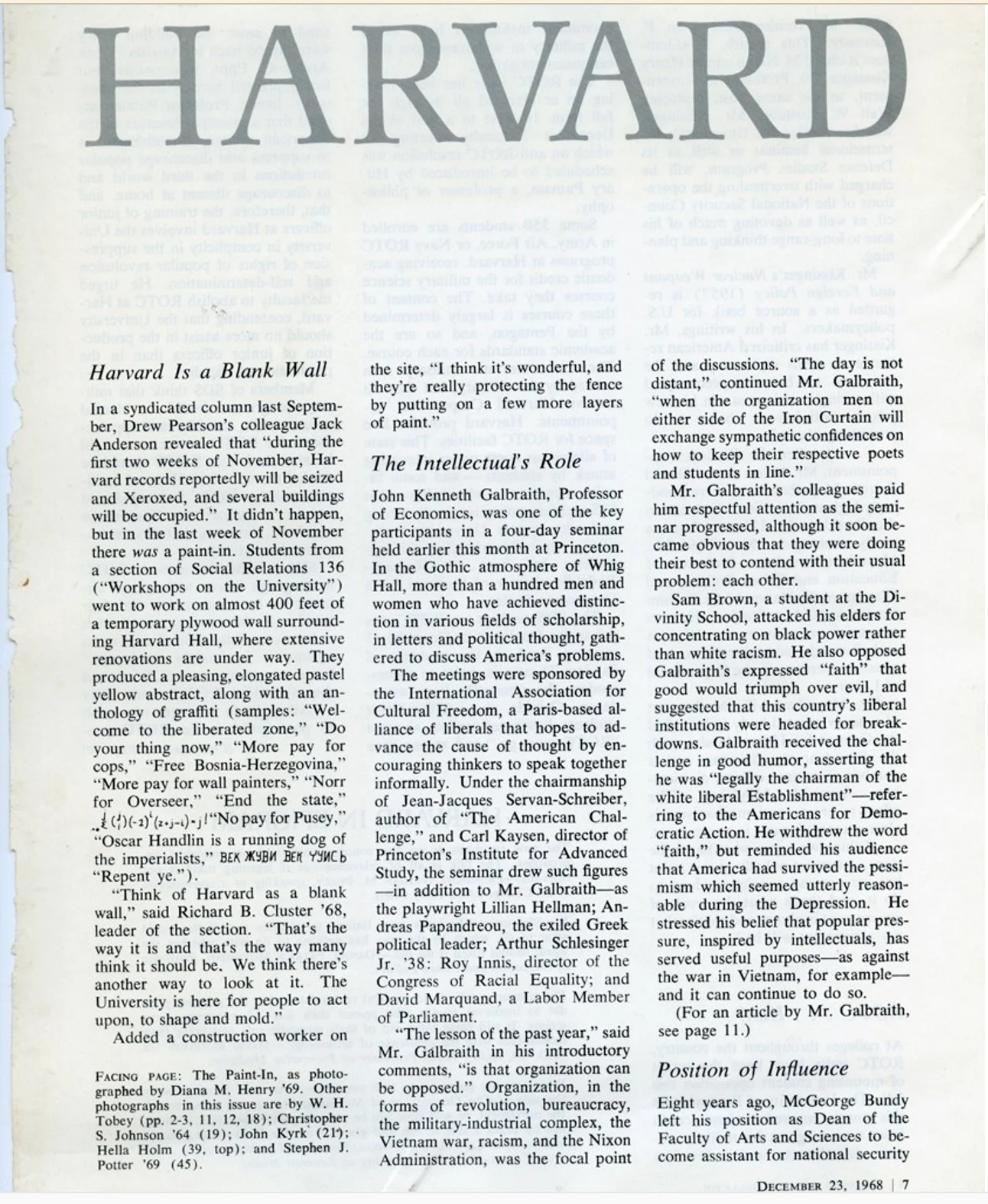 Harvard Magazine 12-23-68 page 7