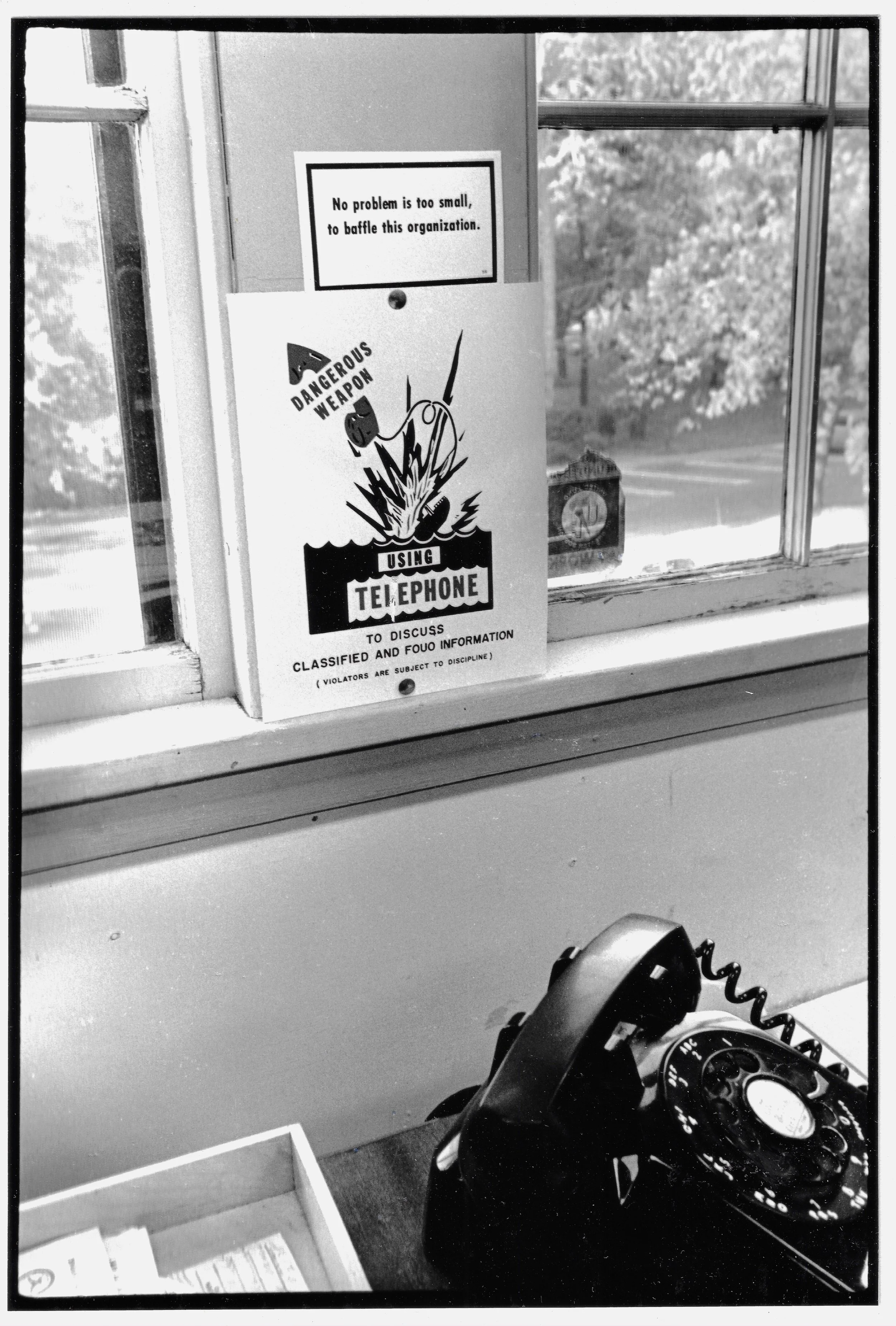 Harvard ROTC telephone with its warning