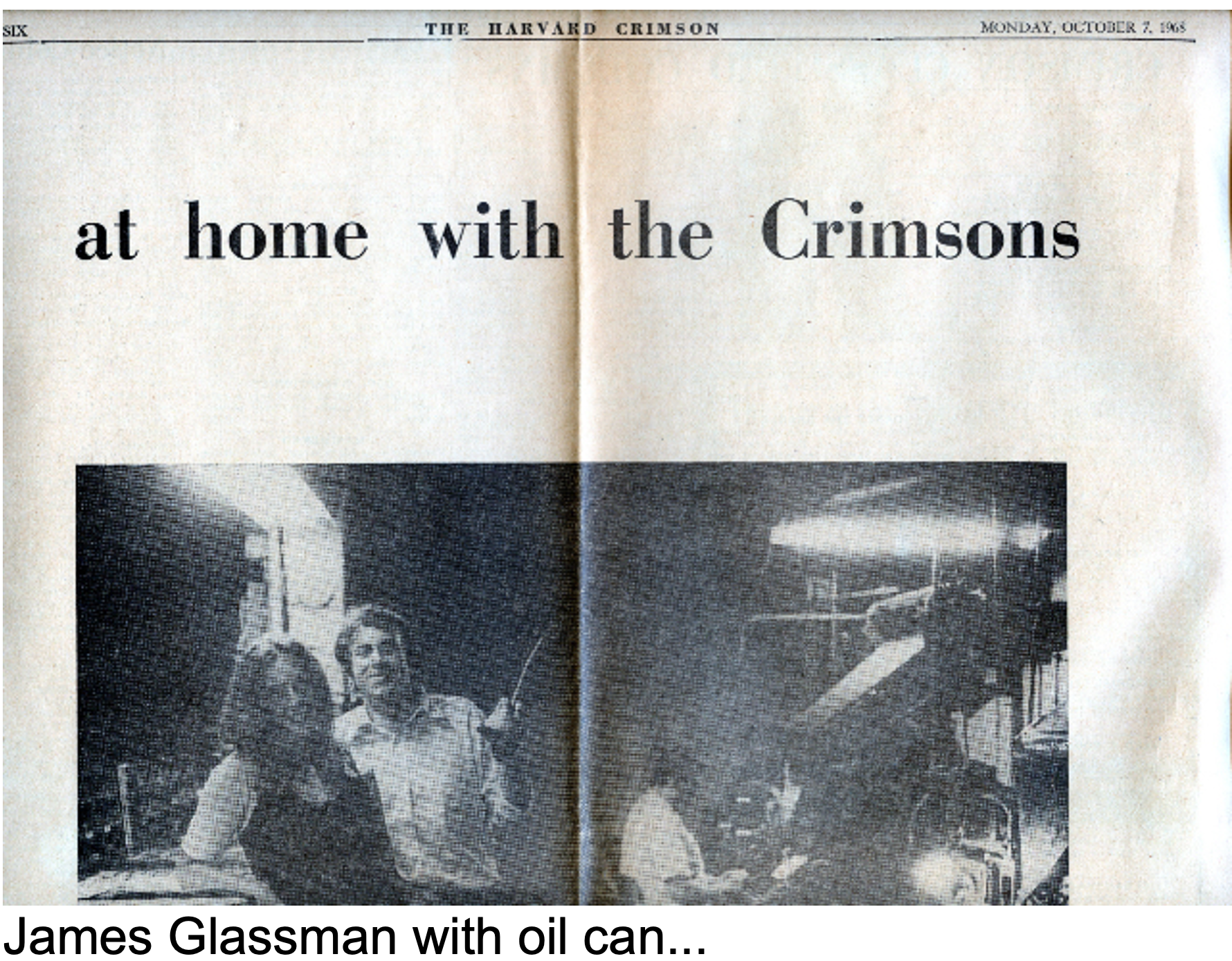 Recruiting add for the Crimson with Jim Glassman and Diana Mara Henry 10-2-68