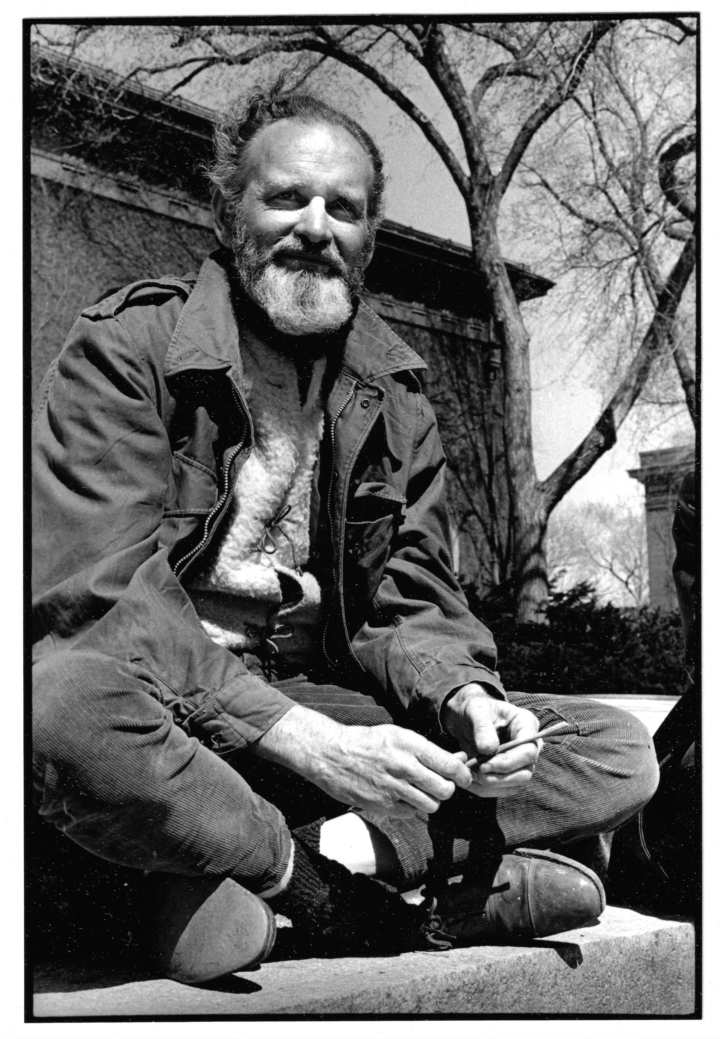 Not sure if a "Harvard person" on the steps of Widener - seems like a guru, or did at the time. 