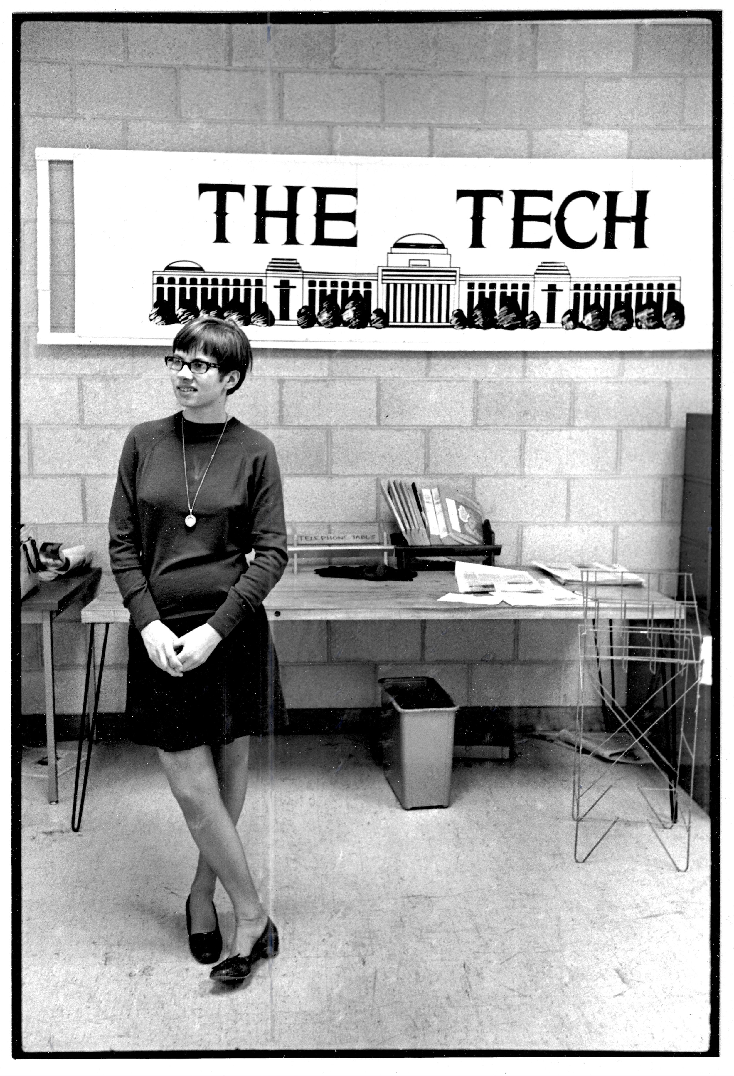 First female editor of the MIT newspaper in a nerdy pose. 