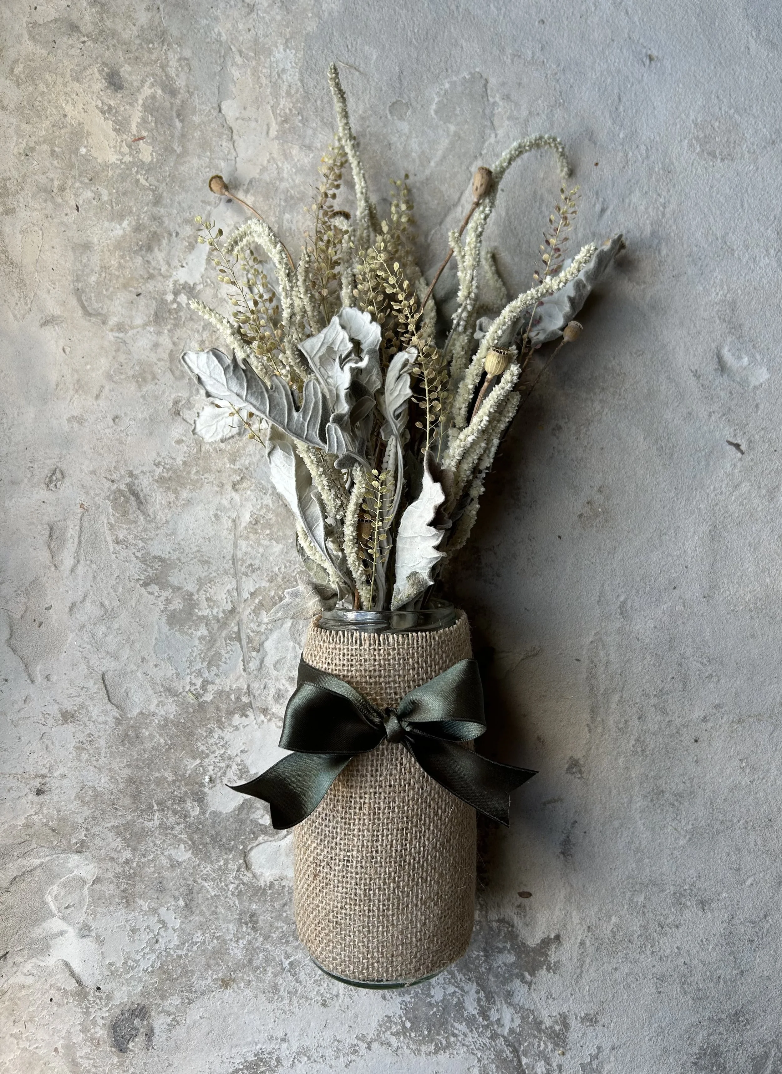 'Weybourne Whites' Dried Flower Arrangement In Jar