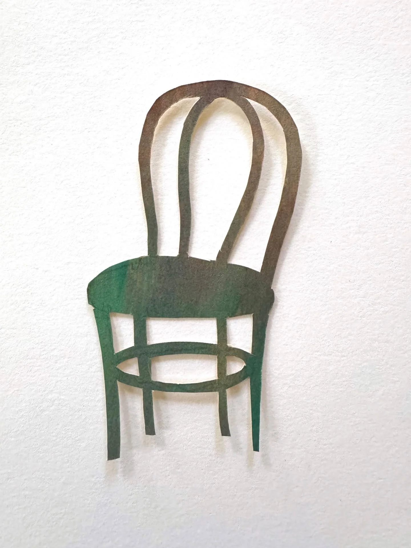 Day 36 of 100: Bad Thonet Chair. 
I wanted to experiment at freehand cutting a silhouette of a Thonet chair from memory, without sketching first. Answer, not great. There&rsquo;s nothing wrong with this little wonky chair, it&rsquo;s kind of cute if 