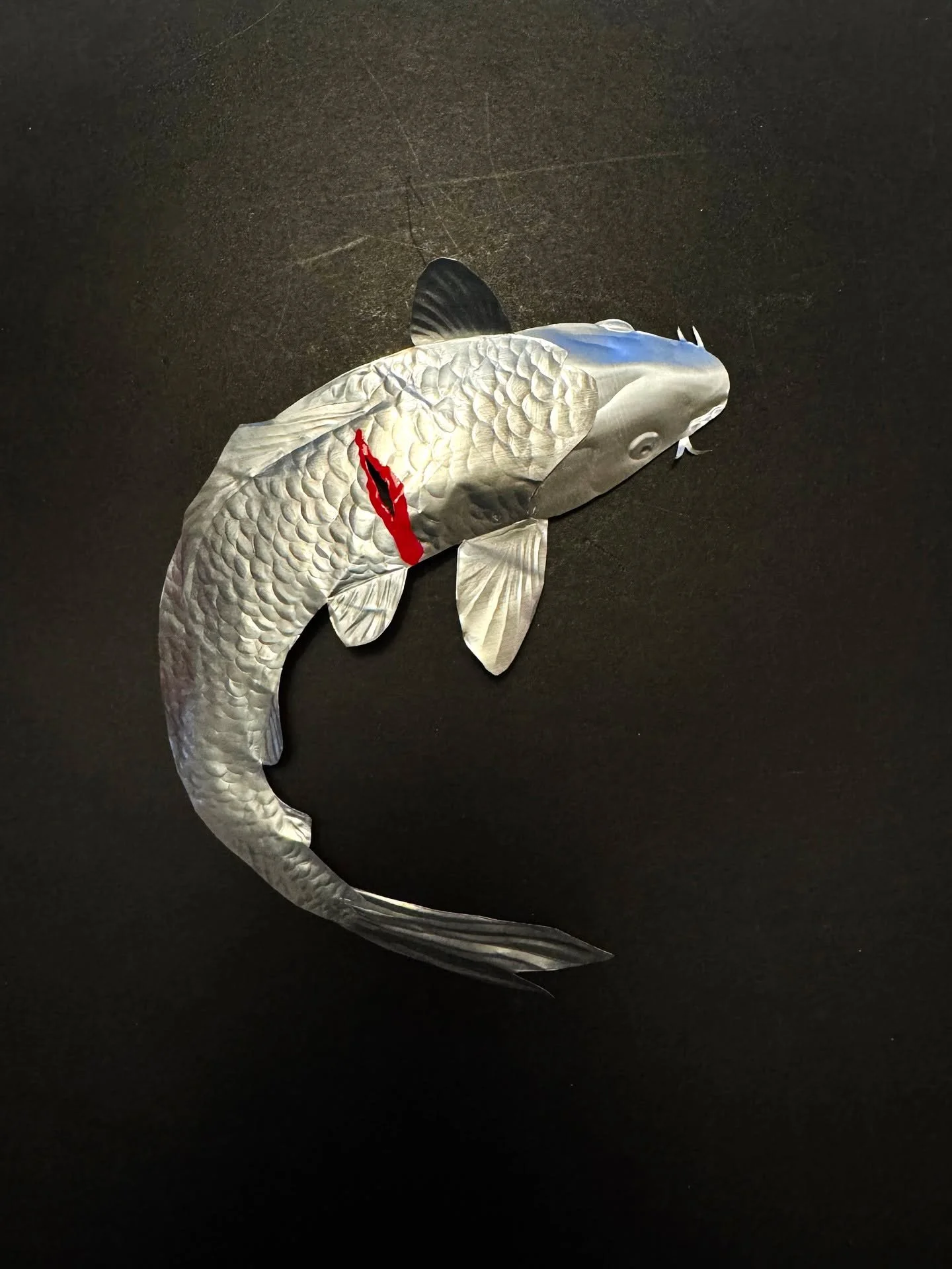 Day 94 of 100: Wounded Carp, to be finished tomorrow.
You&rsquo;ll be surprised at how this one is going to be finished up :)
I&rsquo;m showing the underside this time so you can see how I sometimes glue pieces of aluminum cans together. I tried many