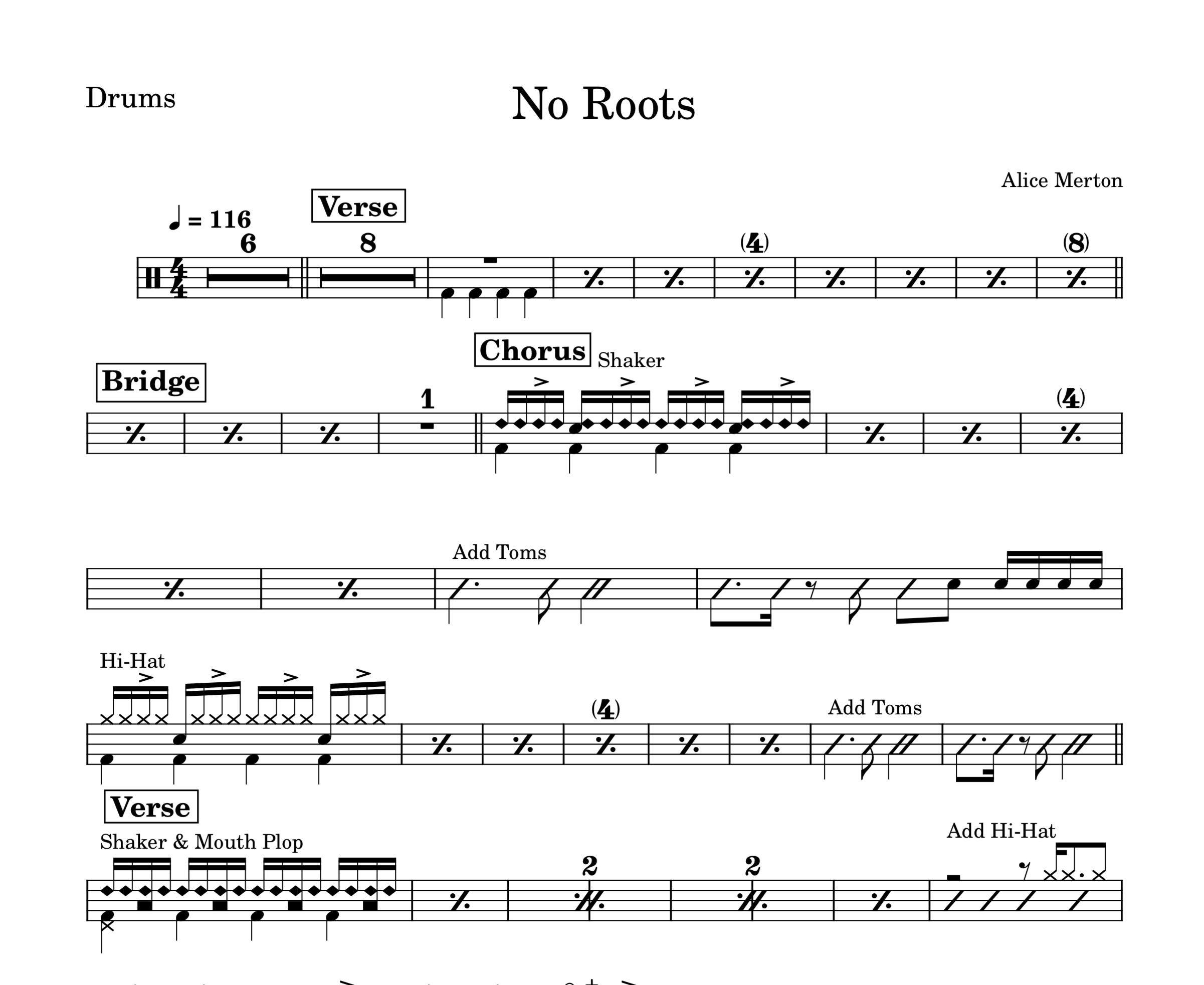 Alice Merton - No Roots (Drum Transkription, Sheet Music)