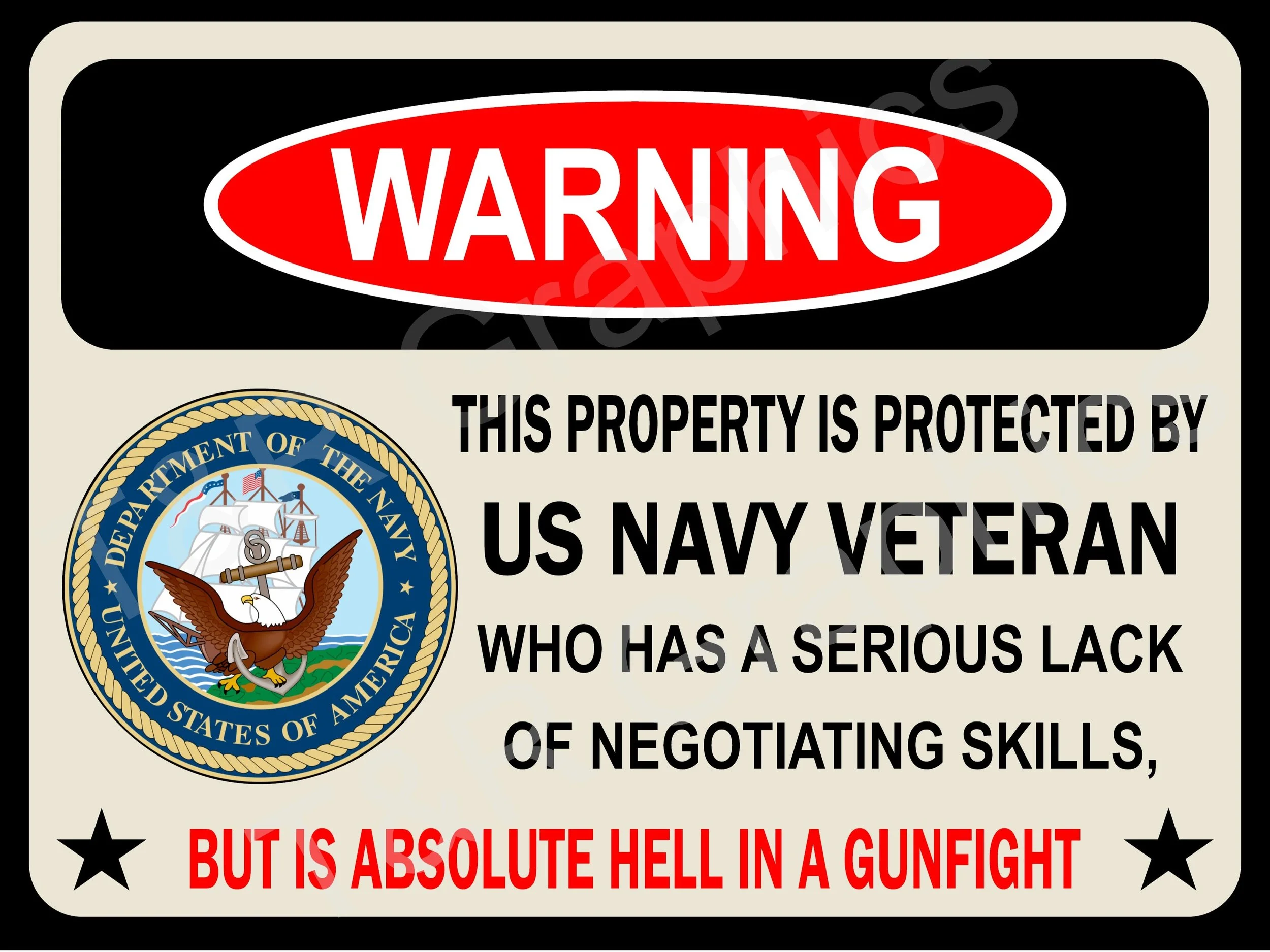 Warning US Navy Veteran sign aluminium metal sign 9x12
