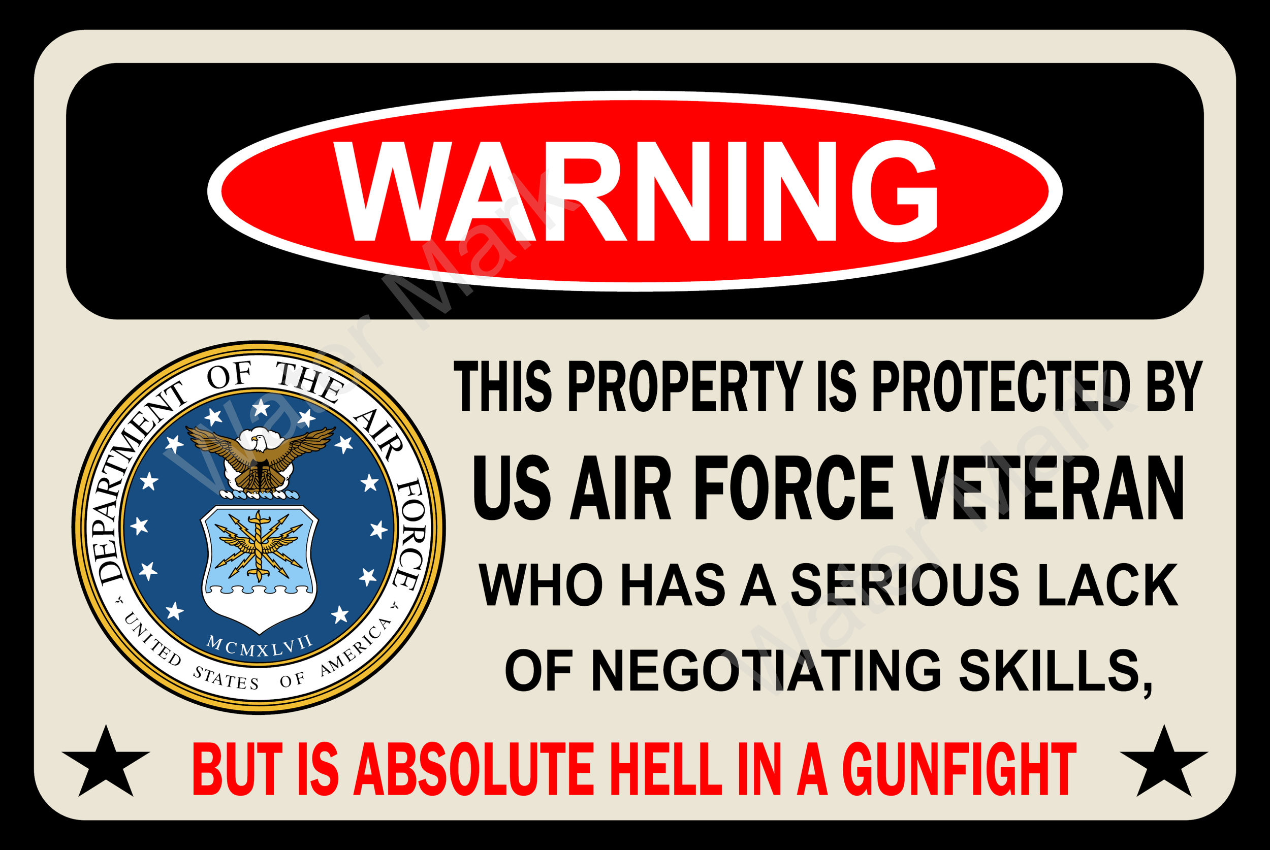 Warning US Air Force Veteran sign aluminium metal sign 9x12