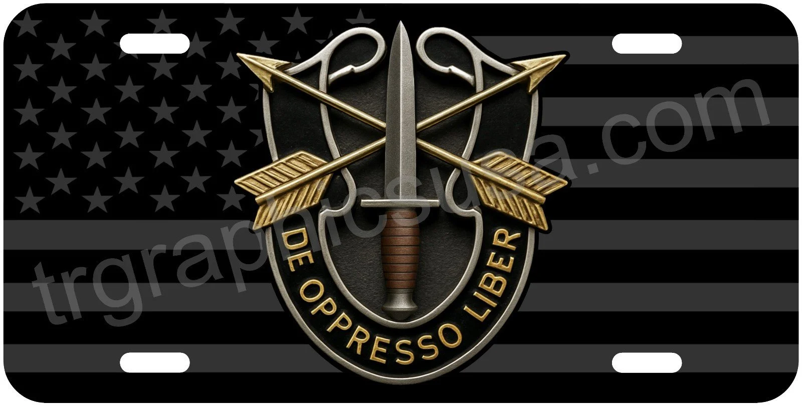 Special Forces License Plate American Flag Subdued, Rangers, Seals, LRRP, SOG