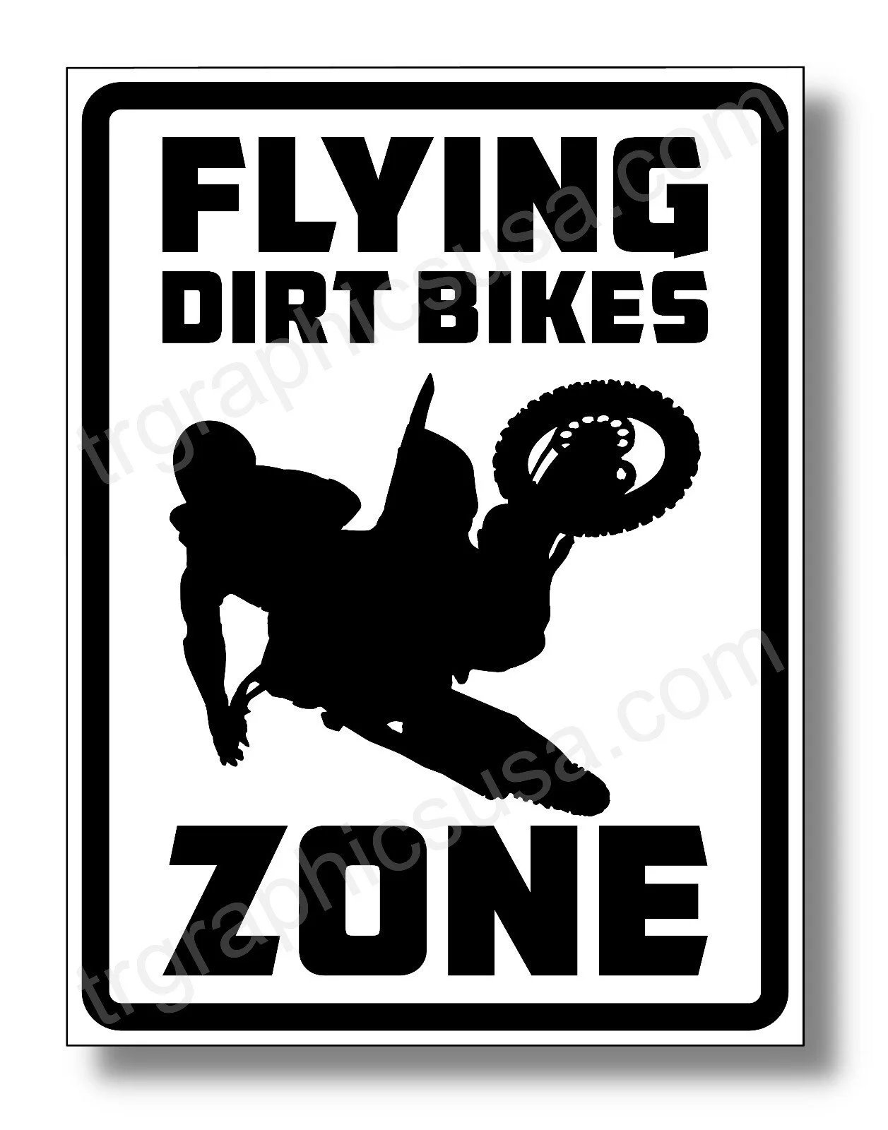 Flying Dirt Bikes ZONE 9''x12'' Alum tin, Metal sign Motocross, Supercross, Wht