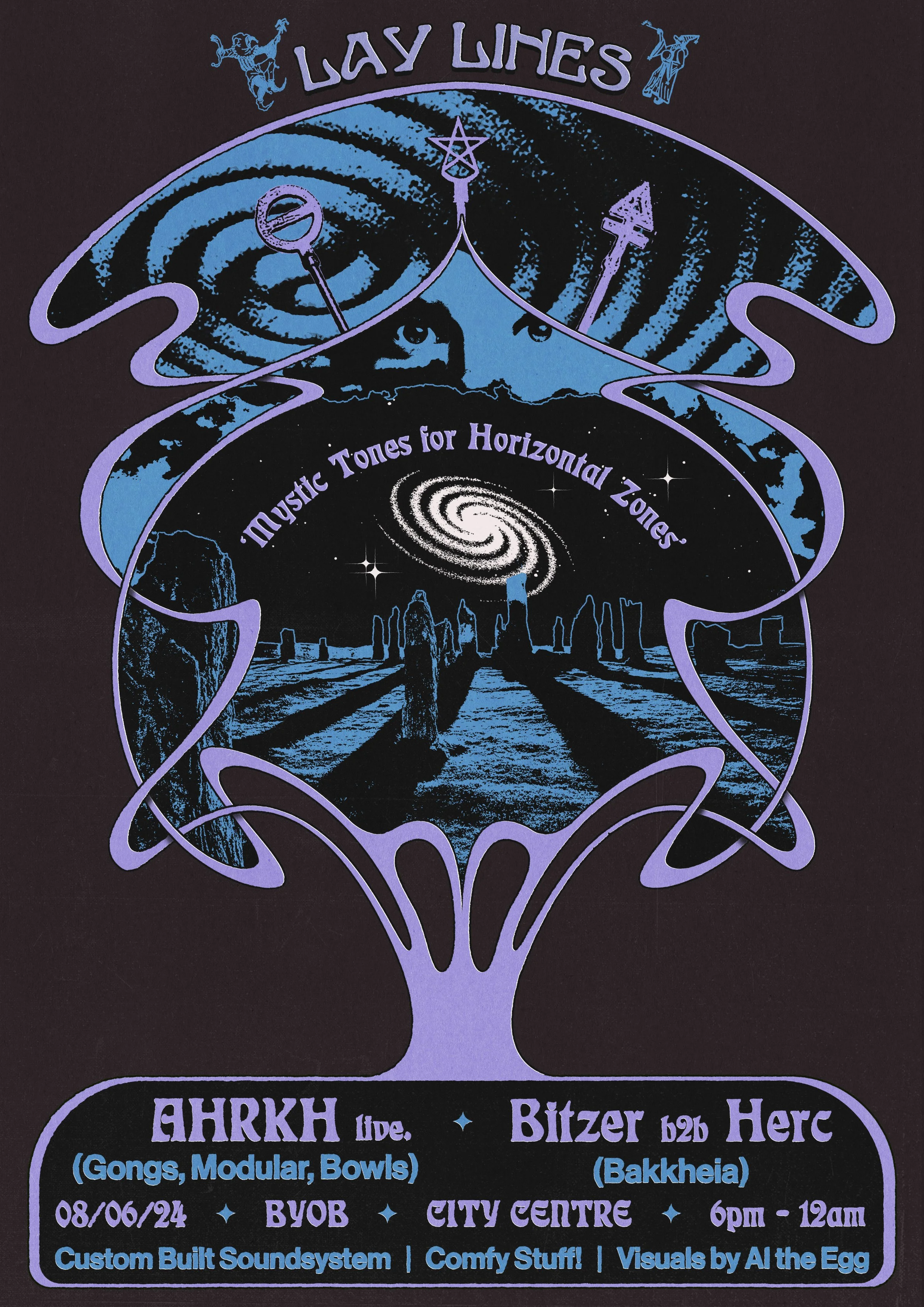 Poster for LayLines ambient party in Manchester. (2024)