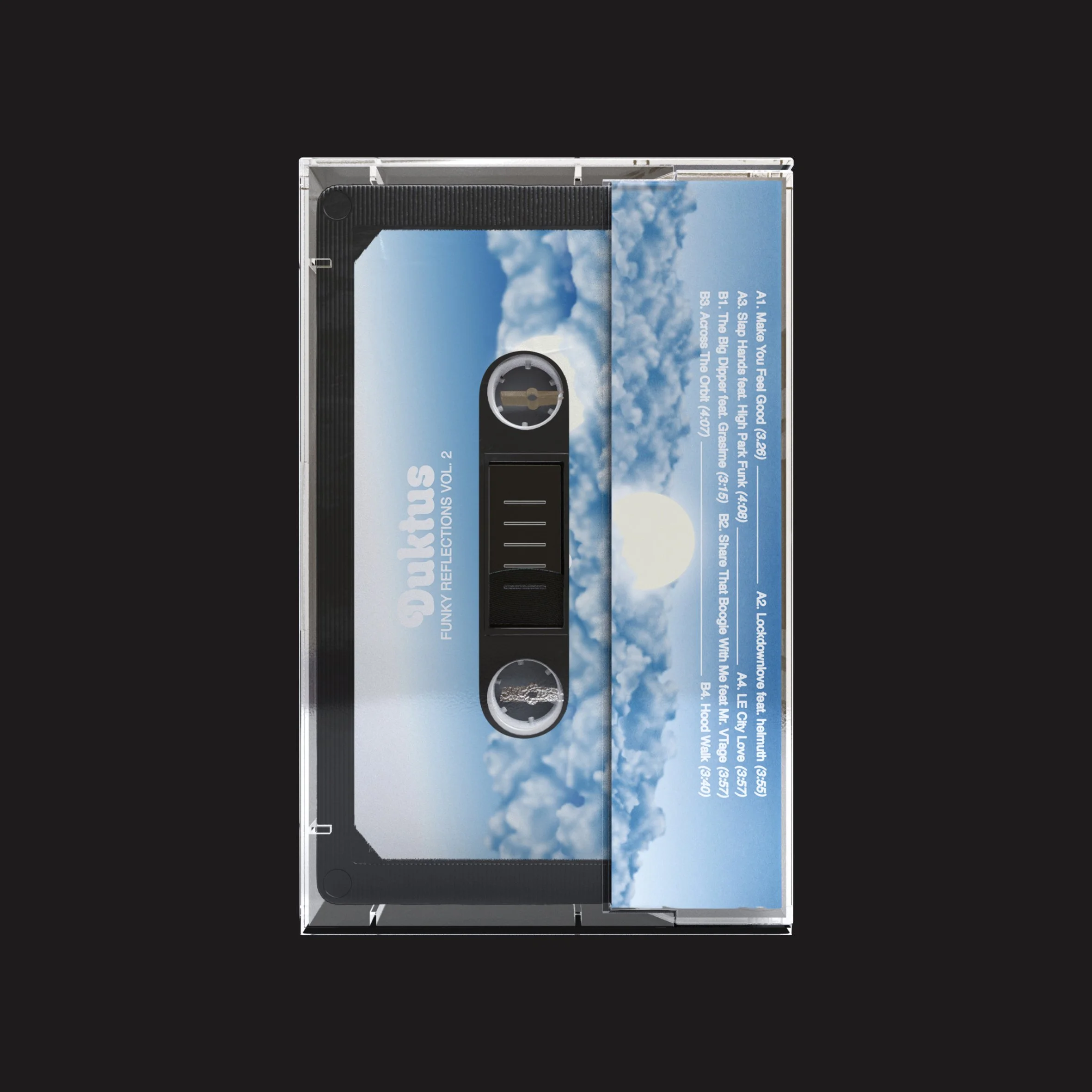 Cassette design for Duktus's album 'Funky Reflections Vol.2' on Blaq Numbers, (2022). 
