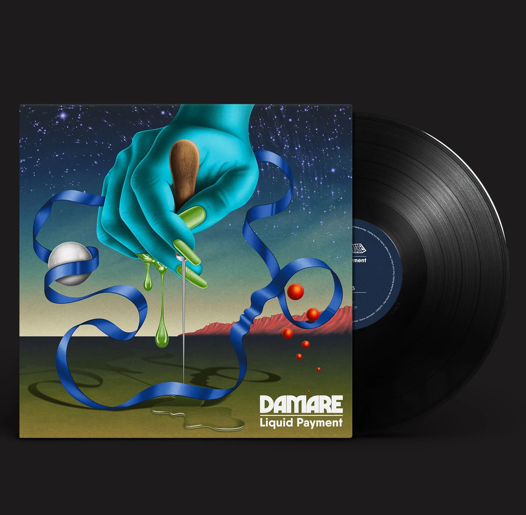LP artwork for Damare's album 'Liquid Payment' (2022).
