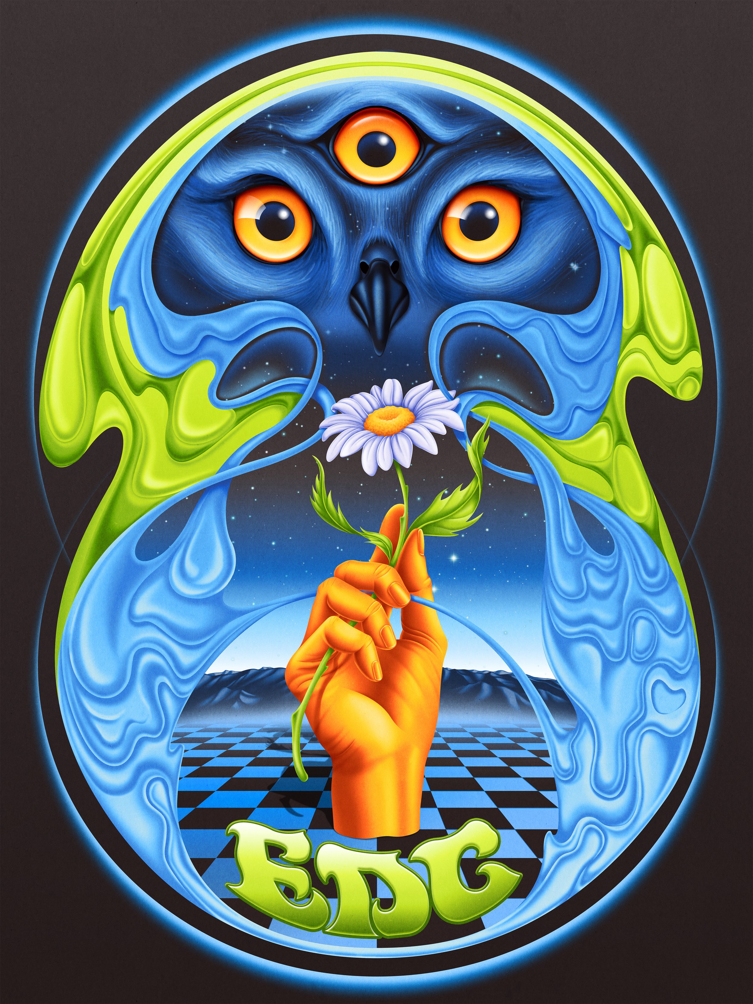 Collectable poster for EDC international festival. Edition of 300. 2025.