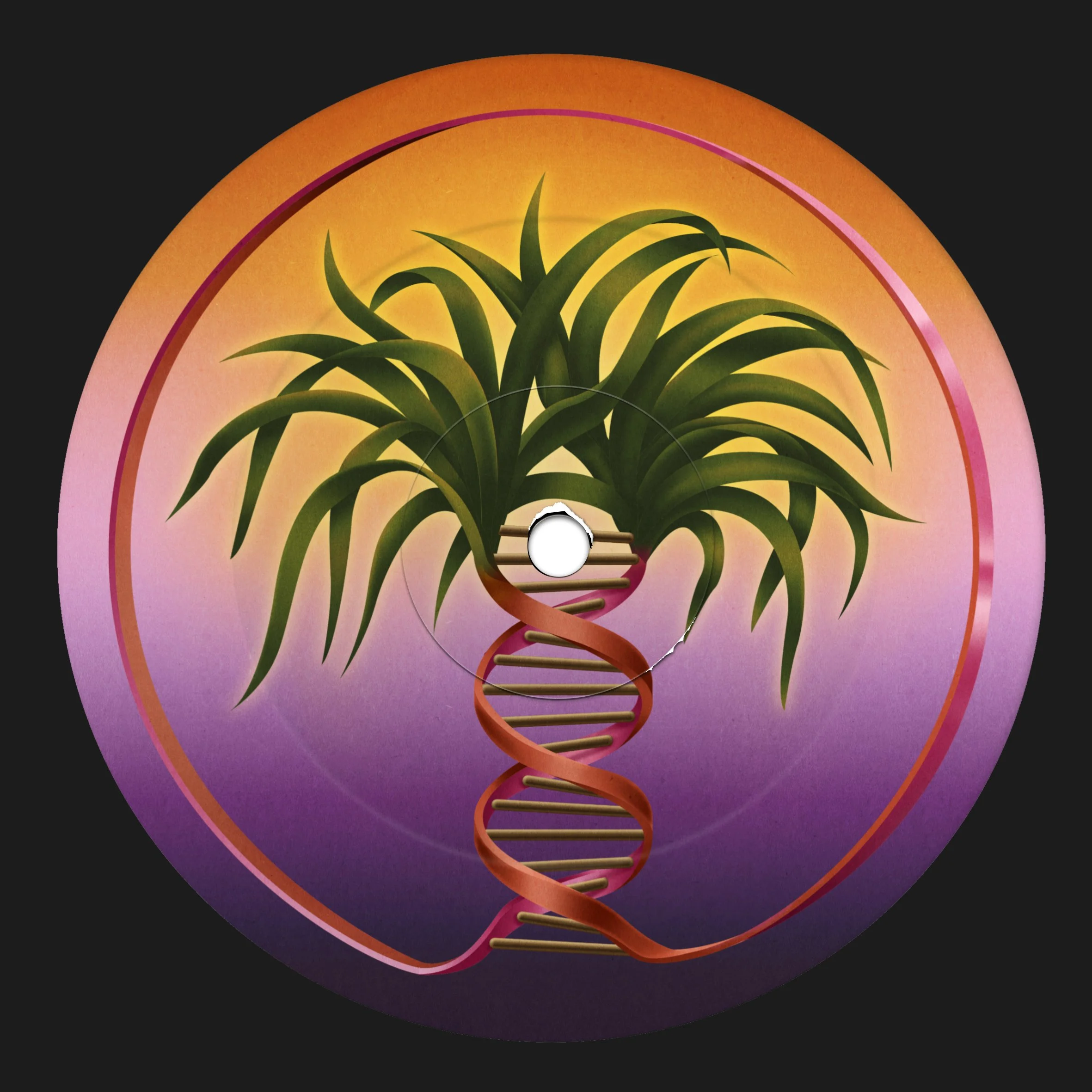 Centre label design for George John's EP 'OIAIO' on Blaq Numbers, (2021). 