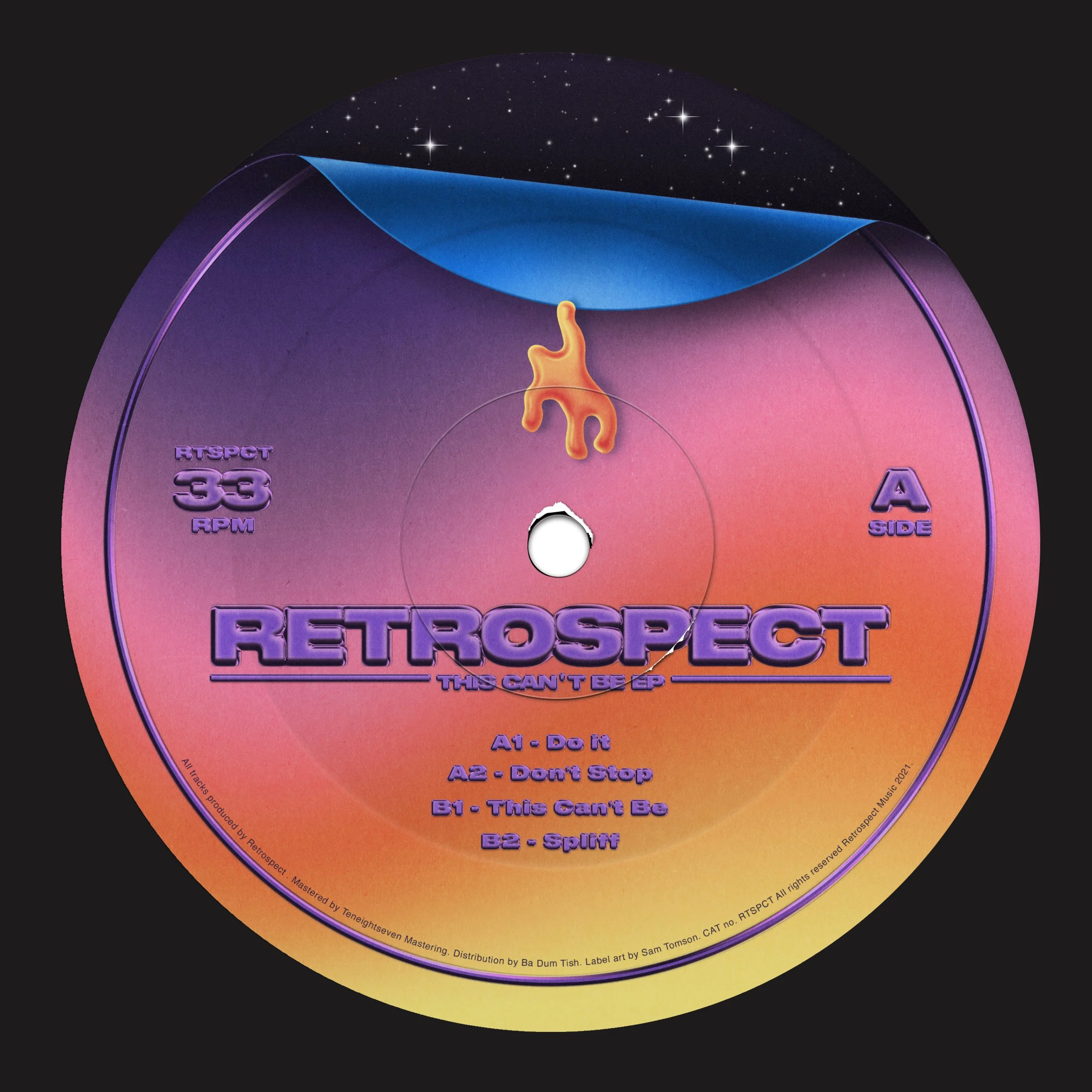 Centre Label design for Retrospect's EP 'This Can't Be' (2021). 
