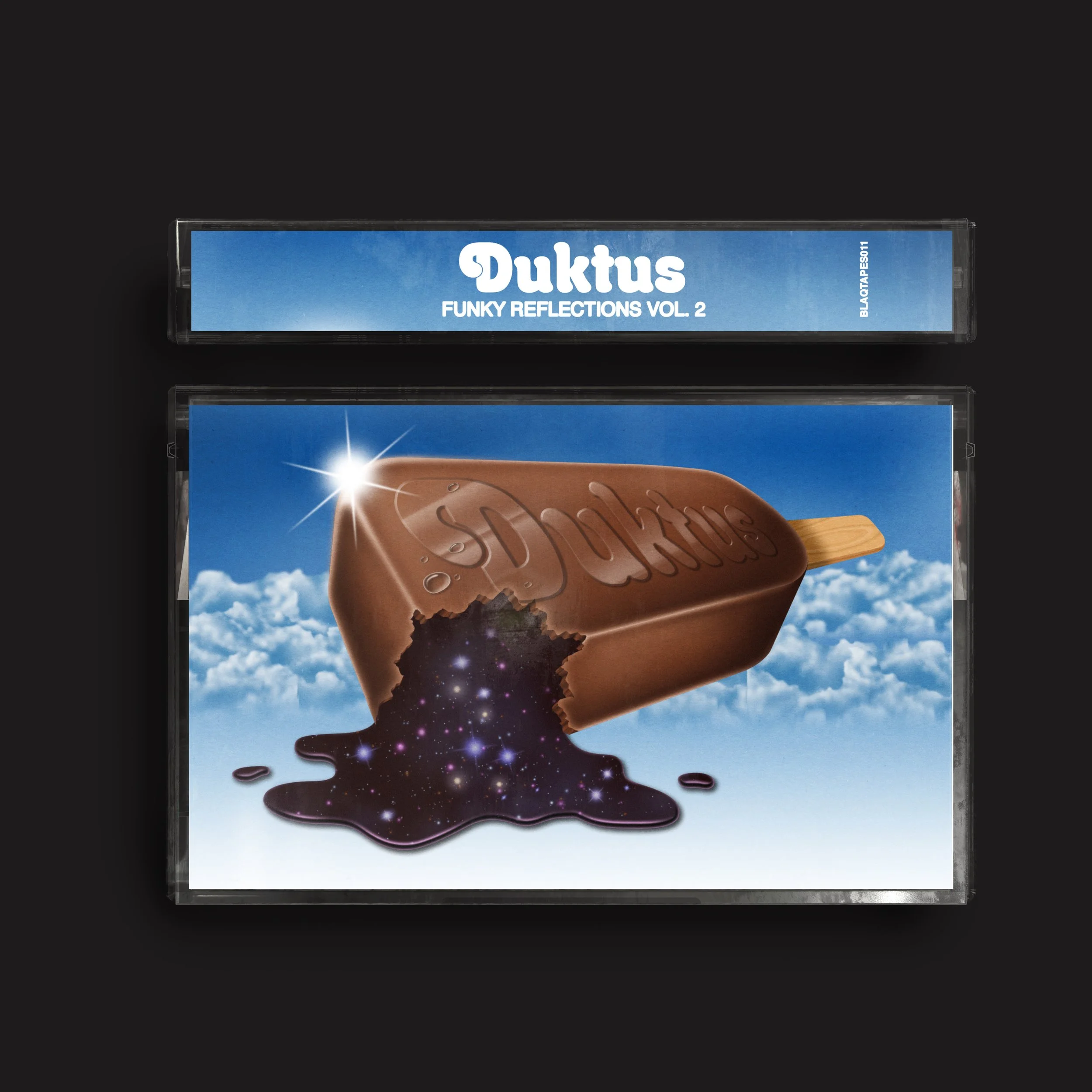 Cassette design for Duktus's album 'Funky Reflections Vol.2' on Blaq Numbers, (2022). 