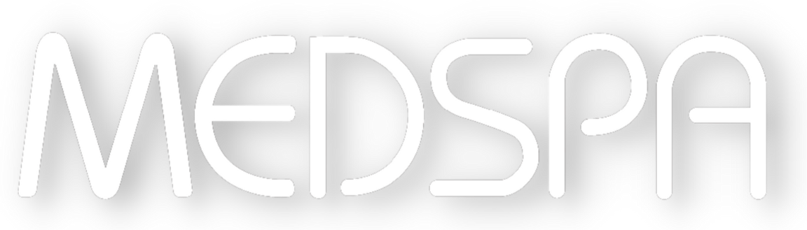Logo con la palabra 'MEDSPA' en letras blancas en un fondo negro