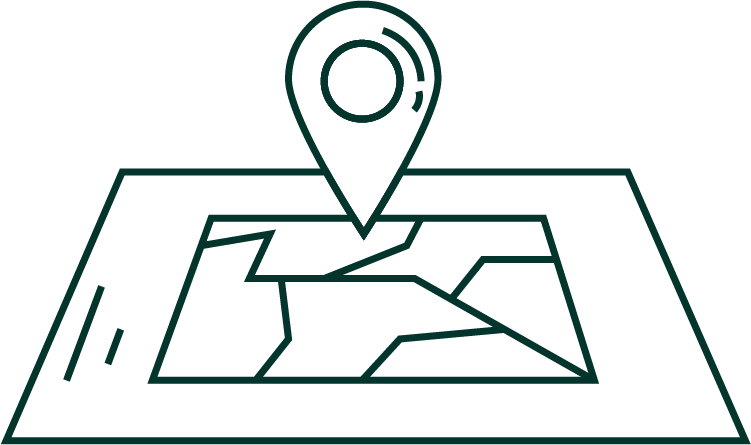 Destination marker icon on a map, representing a specific location